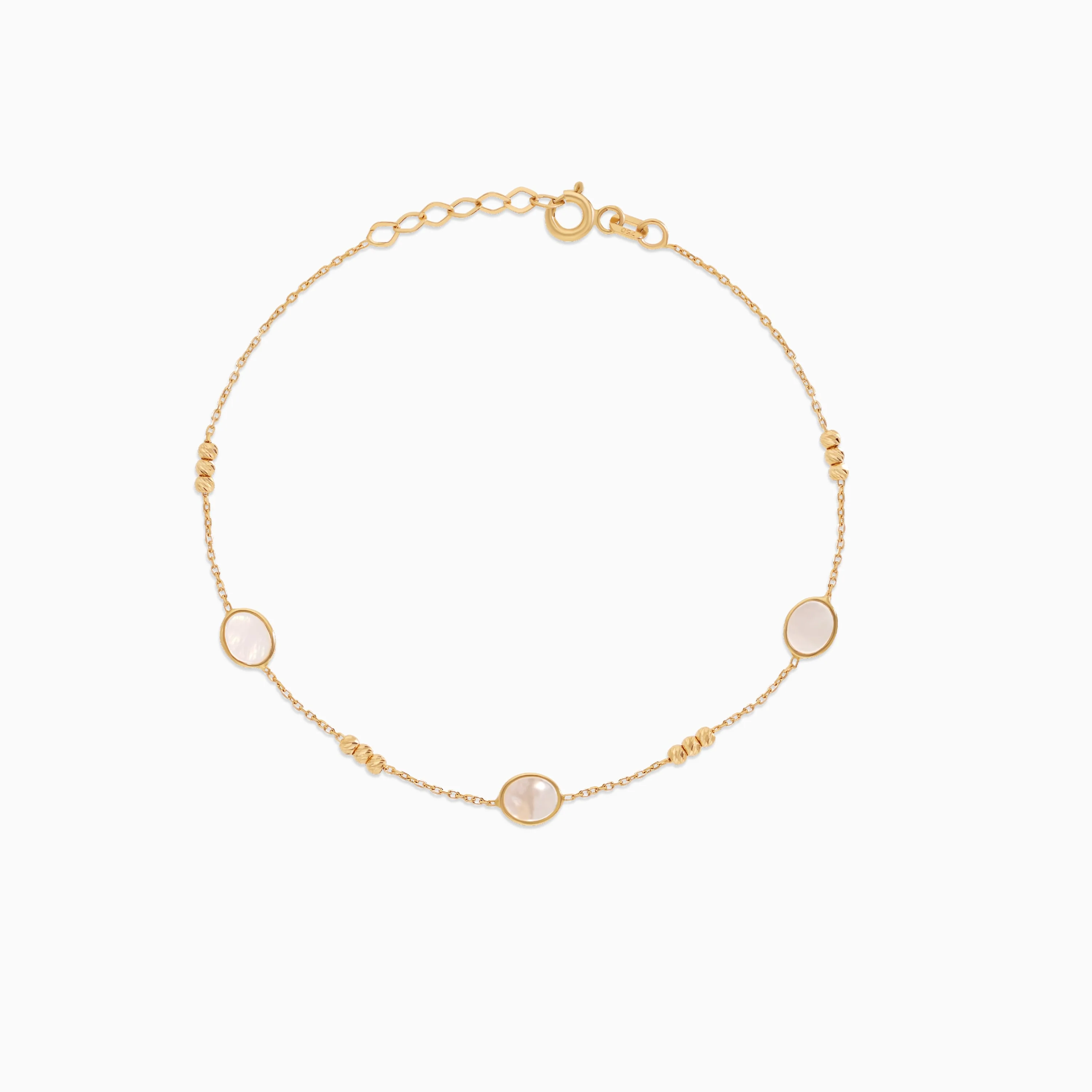 18K Yellow Gold Bracelet with Round Mother of Pearl Accents – Eclat Collection - Image 3