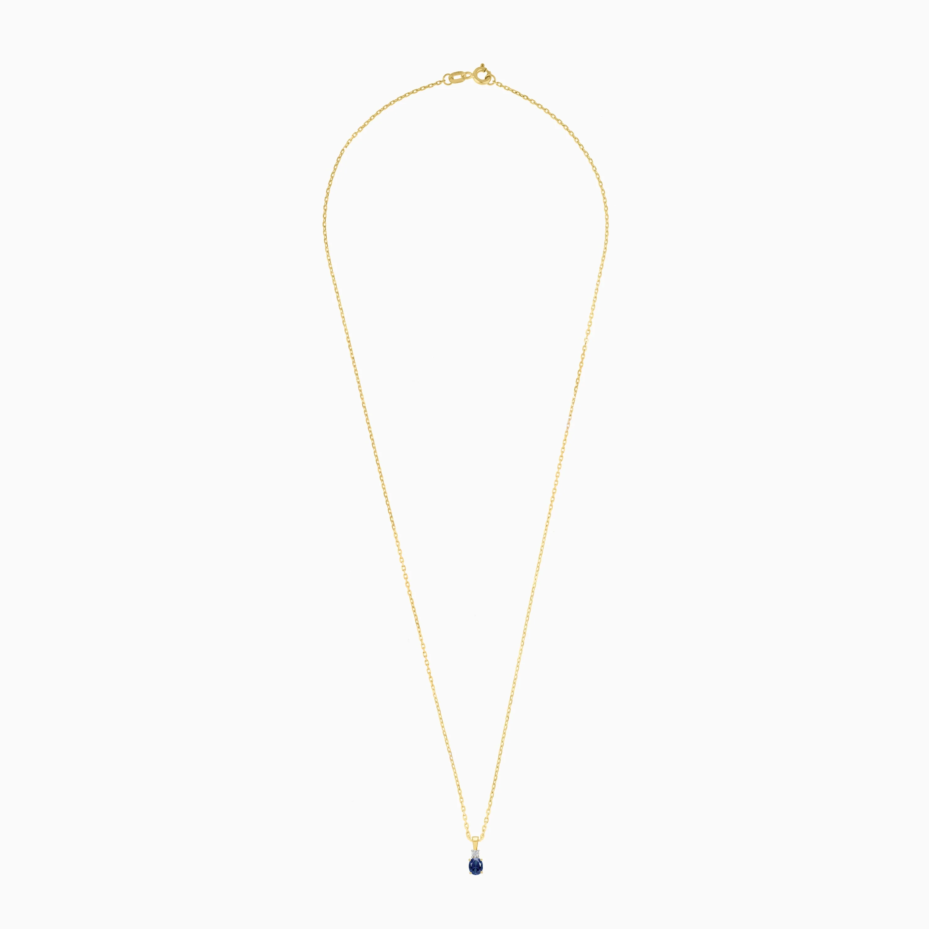 18k Yellow gold chain adorned with natural diamonds and a sapphire pendant | colour classic collection - Image 2