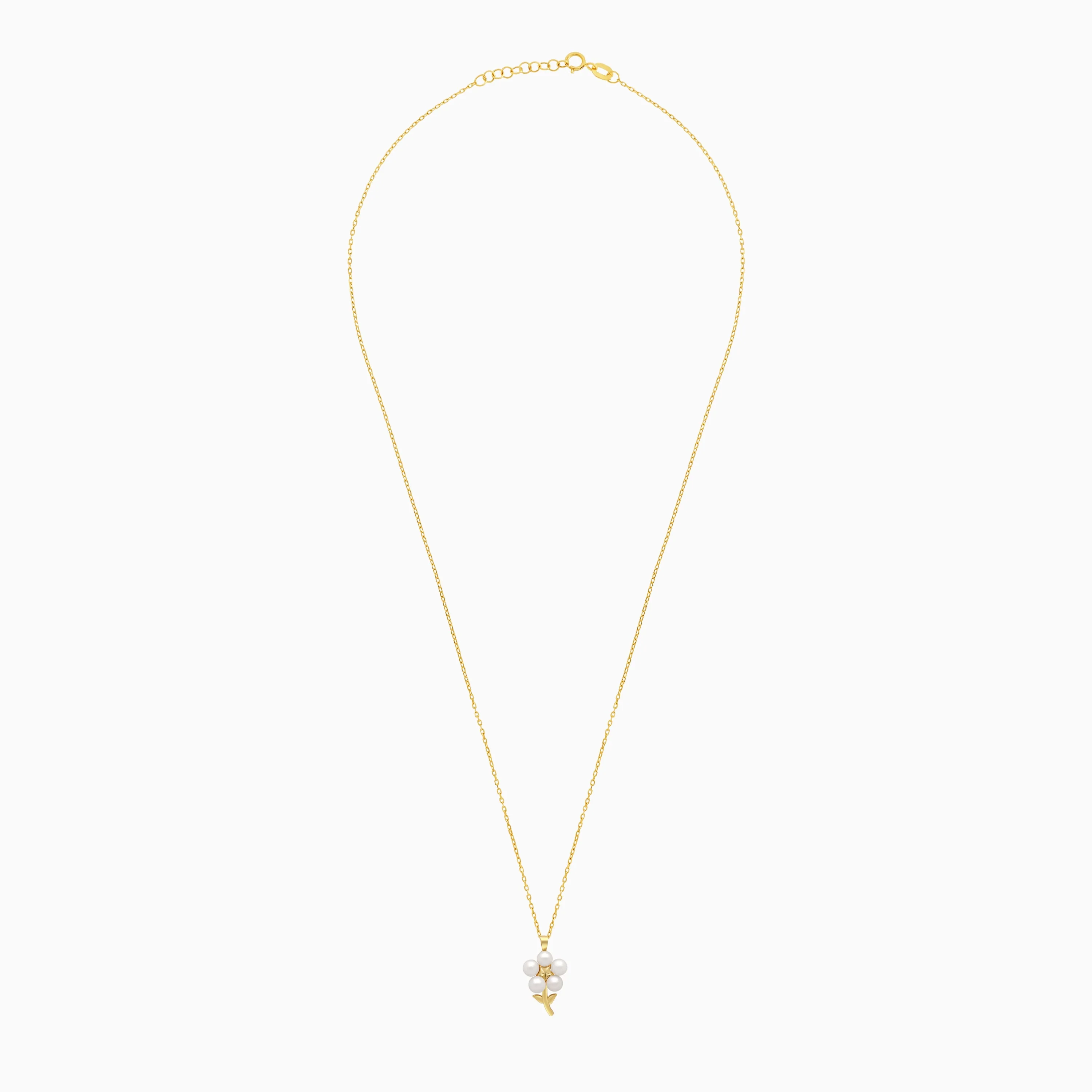 18k yellow gold chain decorated by a pearls flower shape pendent - Image 3