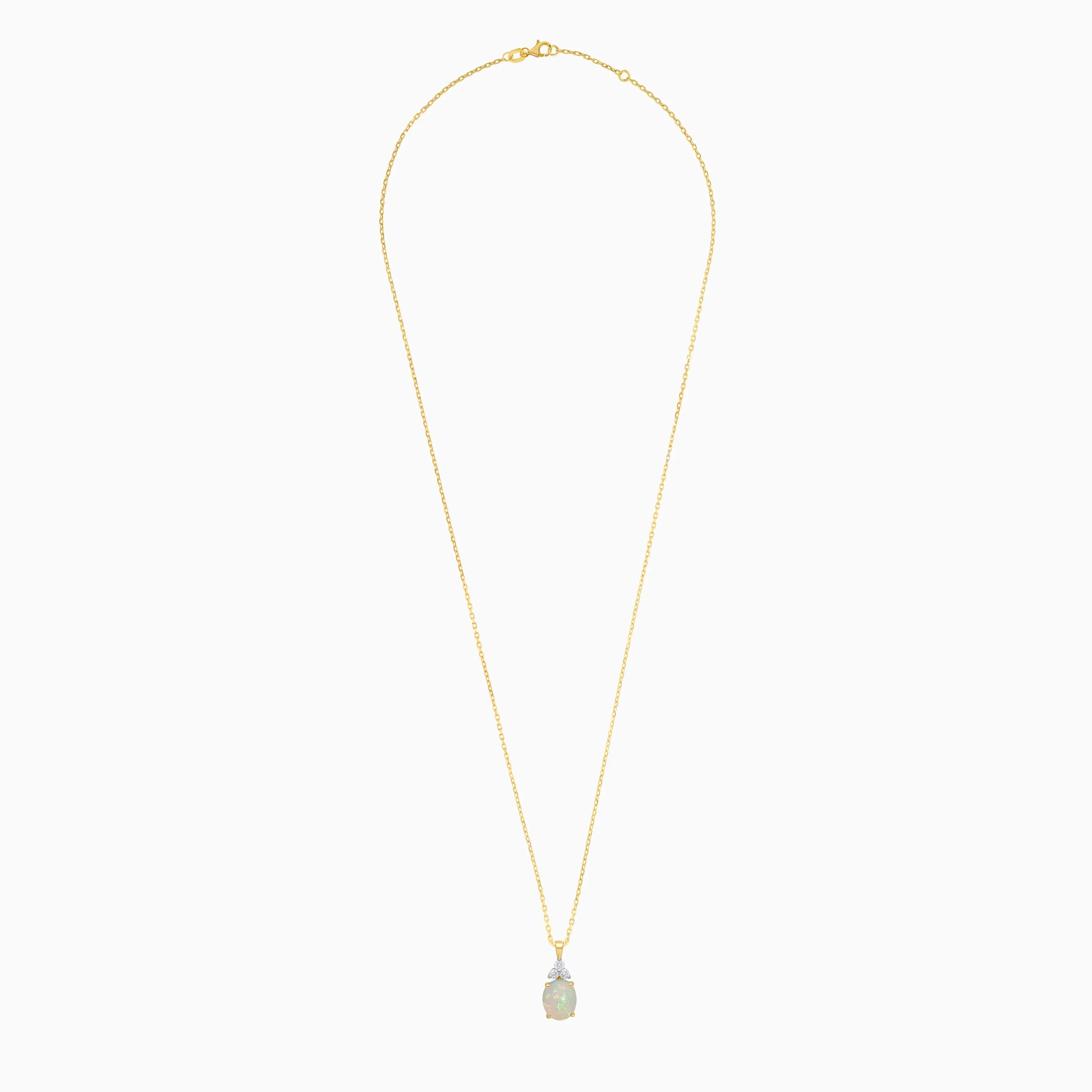 18k Yellow Gold chain decorated with amazing Opal & Round Brilliant Shape Natural Diamond pendant | Colour Classic Collection - Image 3