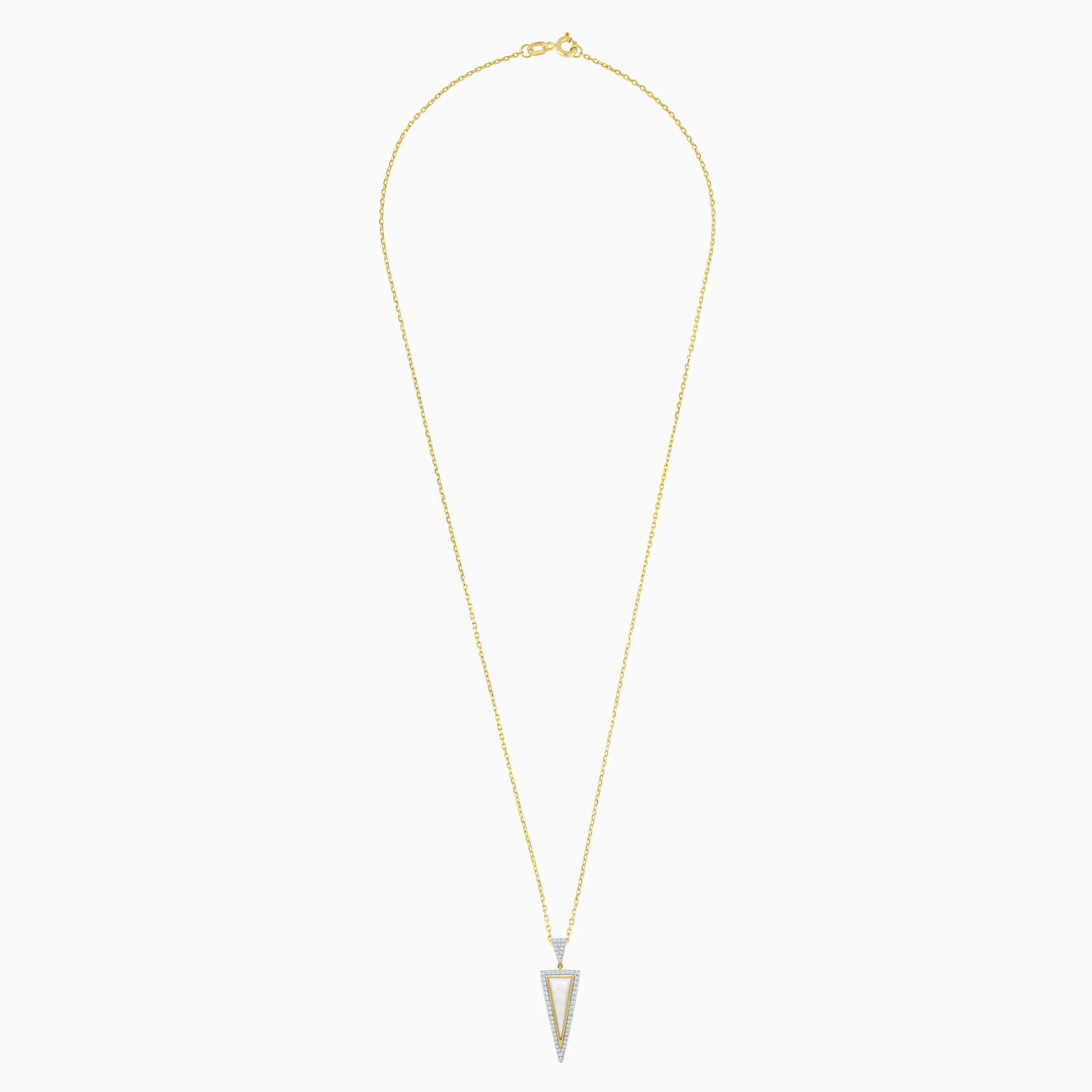 18k yellow gold chain decorated with inverted triangle mop and natural diamonds shaped | mosaic collection - Image 2