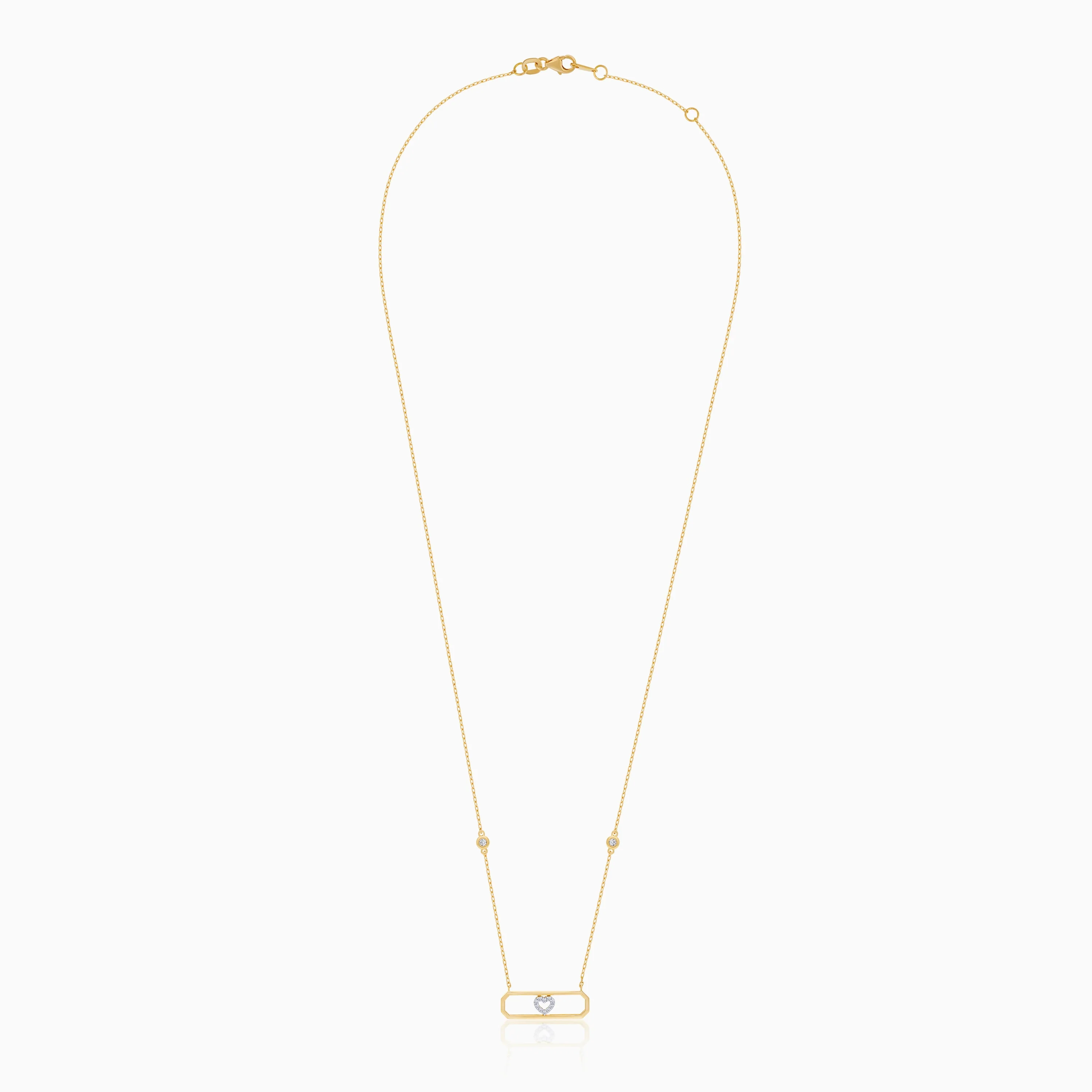 18k Yellow Gold Necklace with Natural Diamond Heart Pendant - Image 2