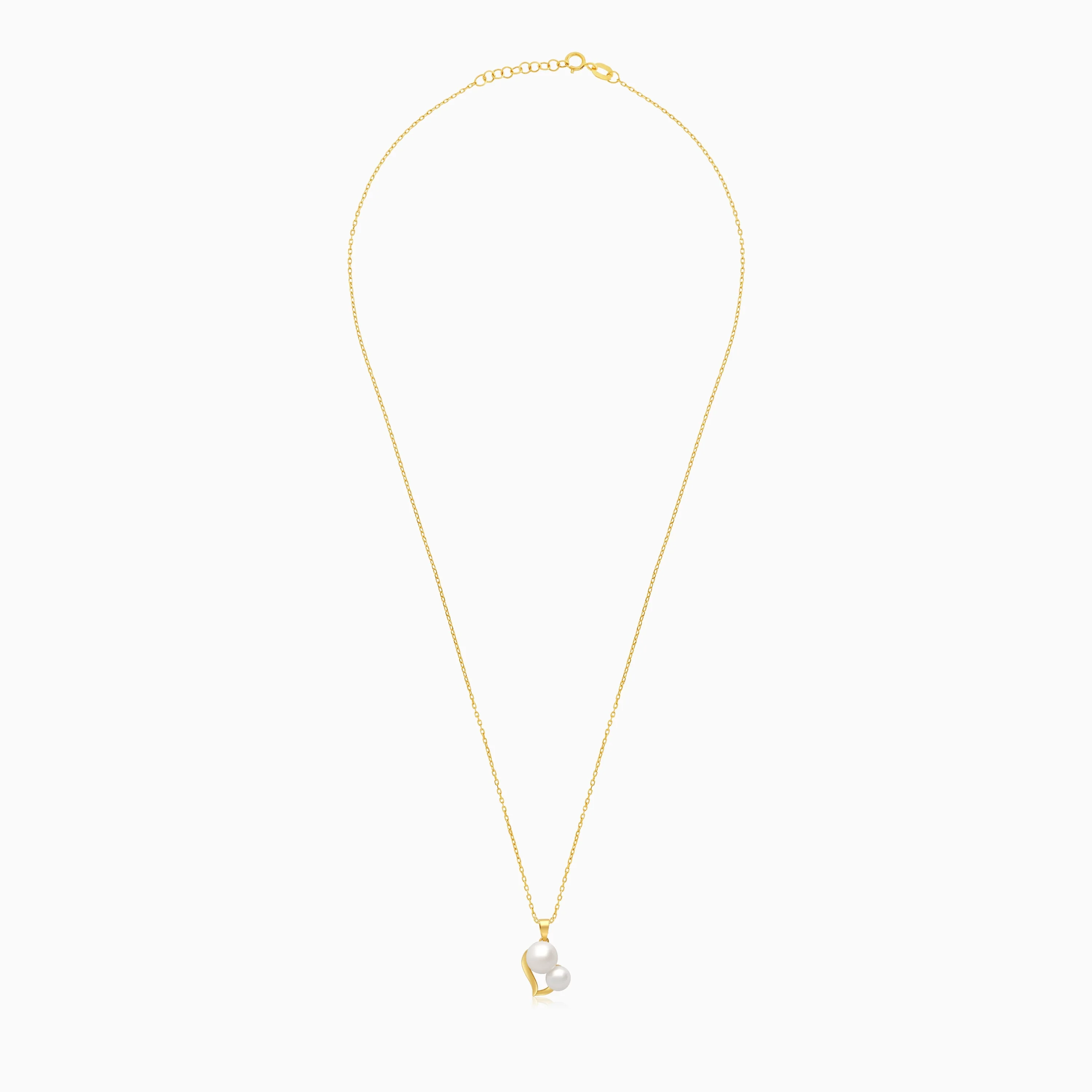 18k yellow gold chain with tree leaf shape pendant decorated with pearls - Image 3