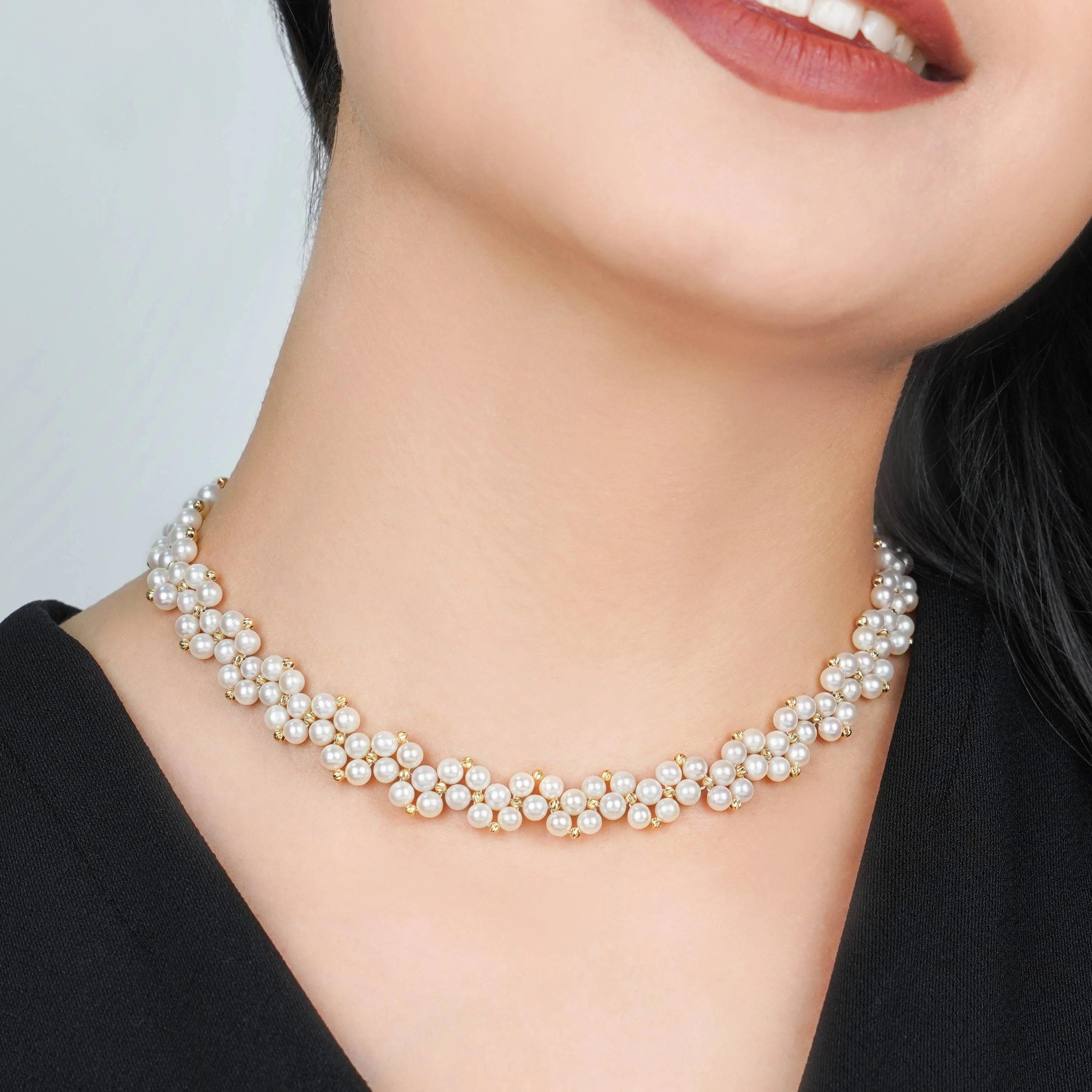 18k Yellow Gold Choker Adorned with Pearls | Danah Collection - Image 2