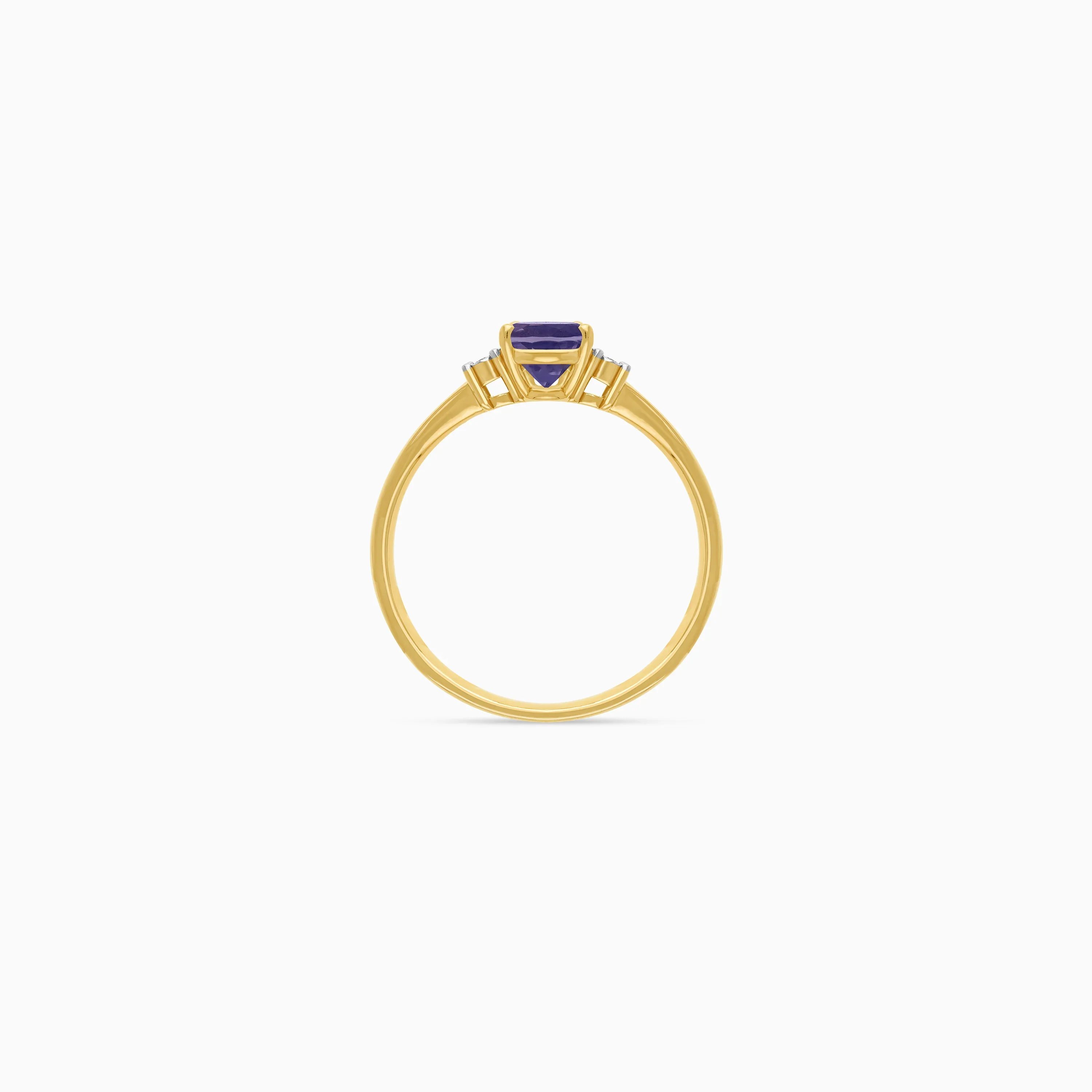 18k Yellow Gold Colour Classic Ring Featuring Iolite and Natural Diamonds – A Stunning Statement Piece - Image 3