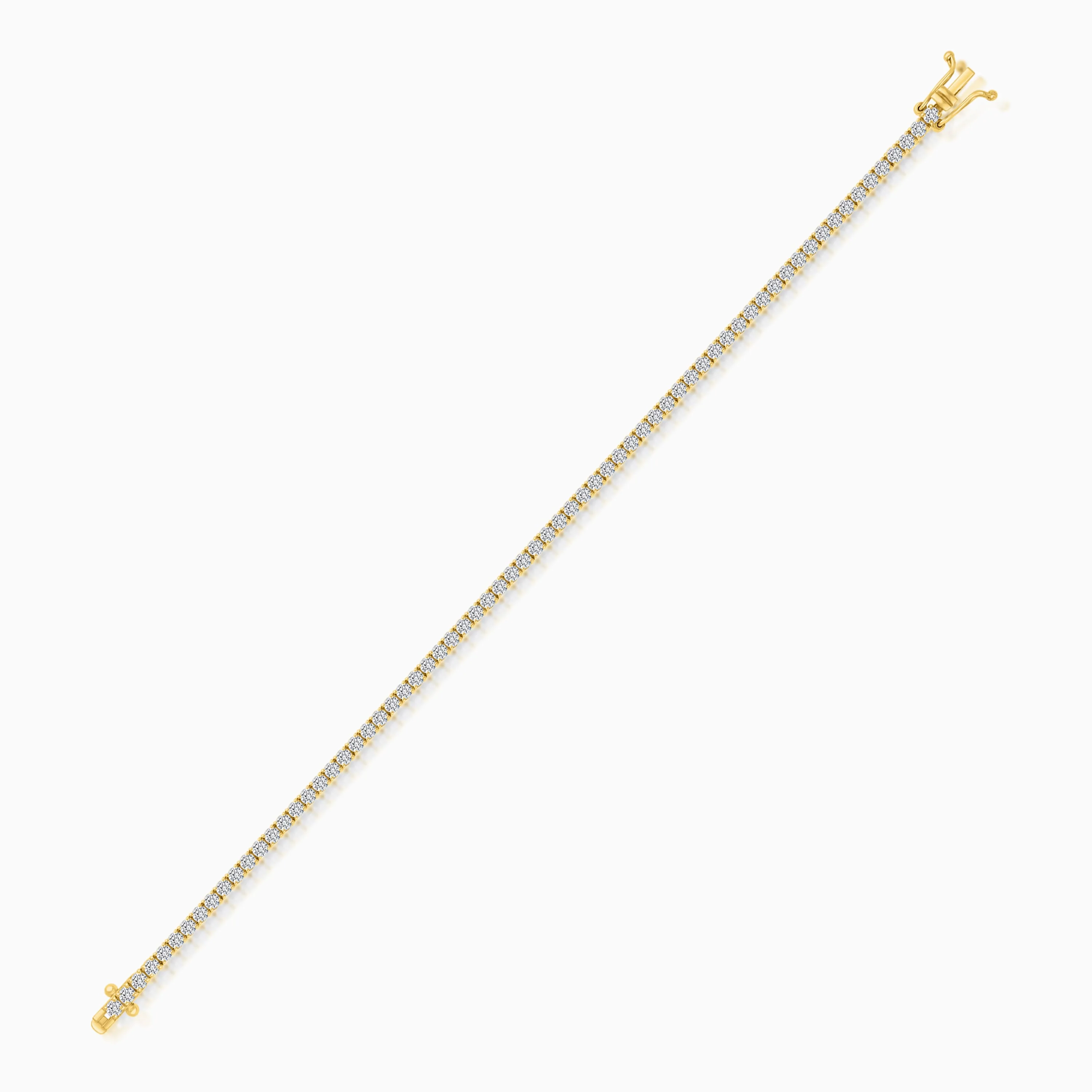 18K Yellow Gold Natural Diamond Tennis Bracelet – 4.0 Carat - Image 3