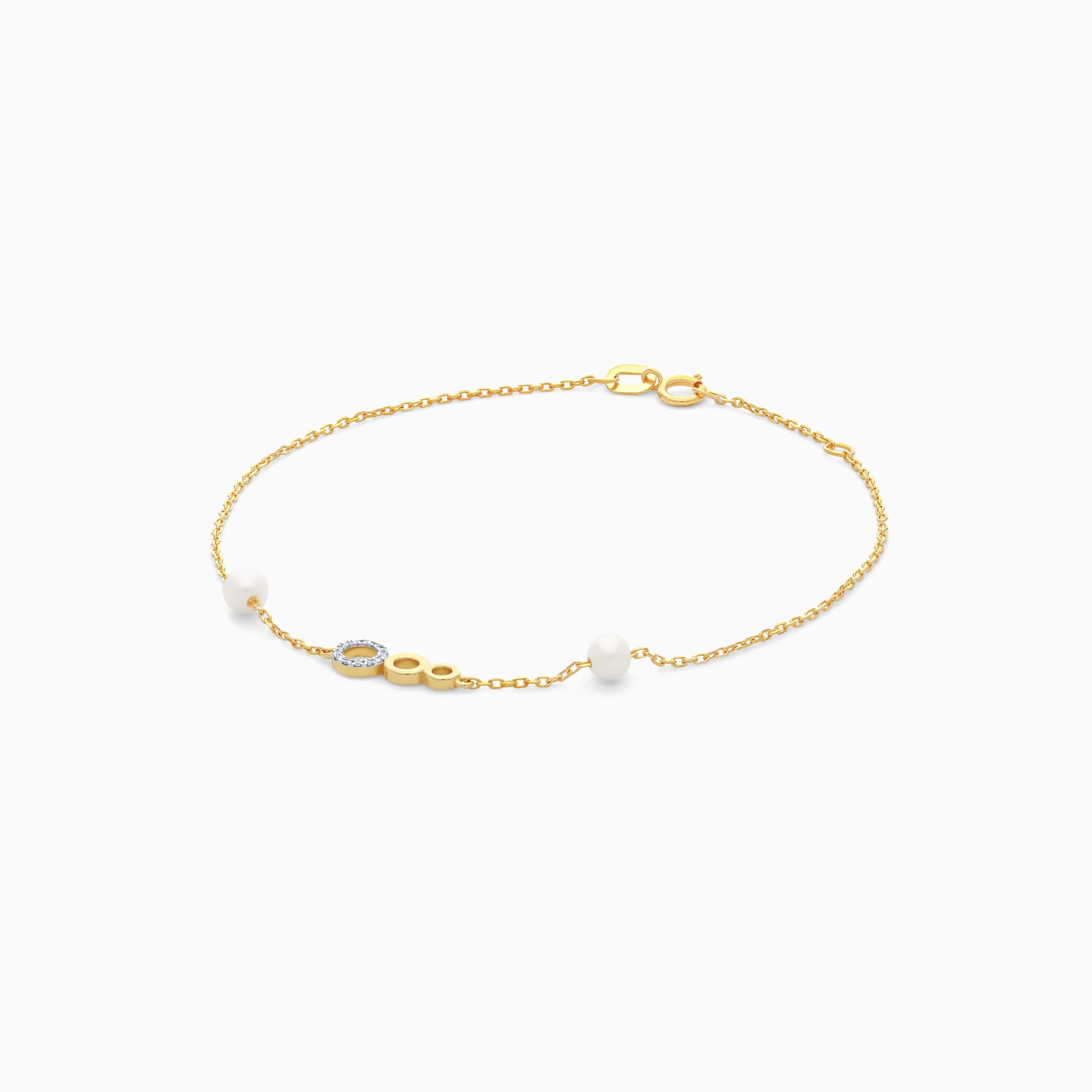 18K Yellow Gold Diamond Three Circle of Life and pearls Bracelet | Danah Collection - Image 4