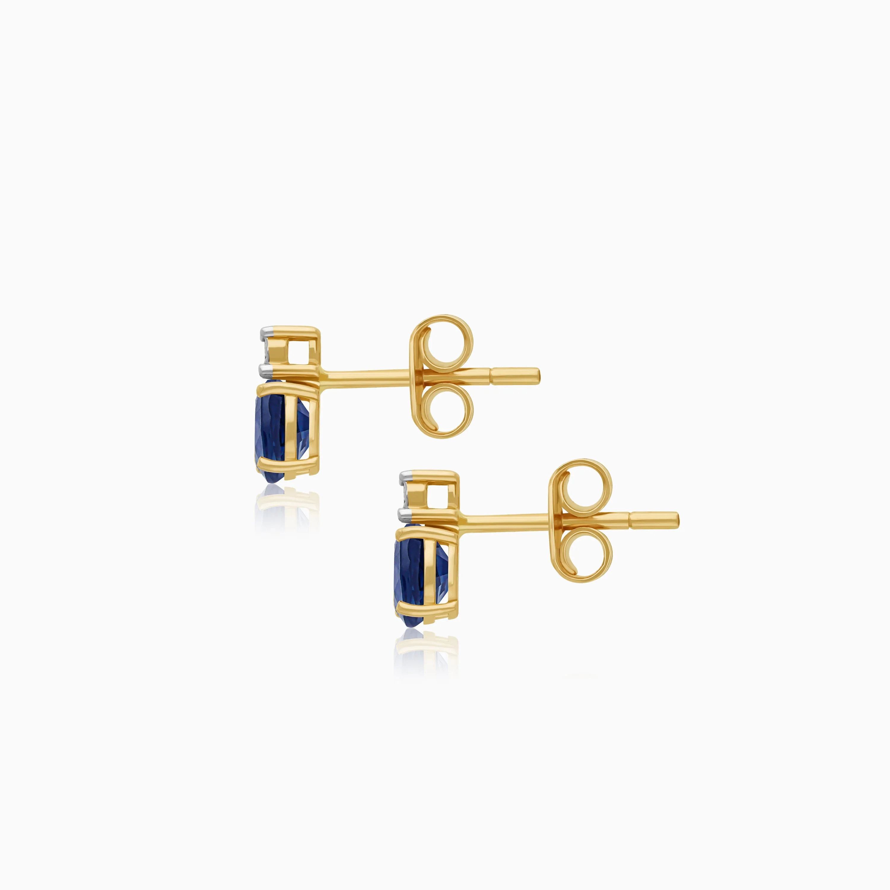 18k Yellow gold earrings adorned with natural diamonds and sapphire | Colour Classic Collection - Image 2