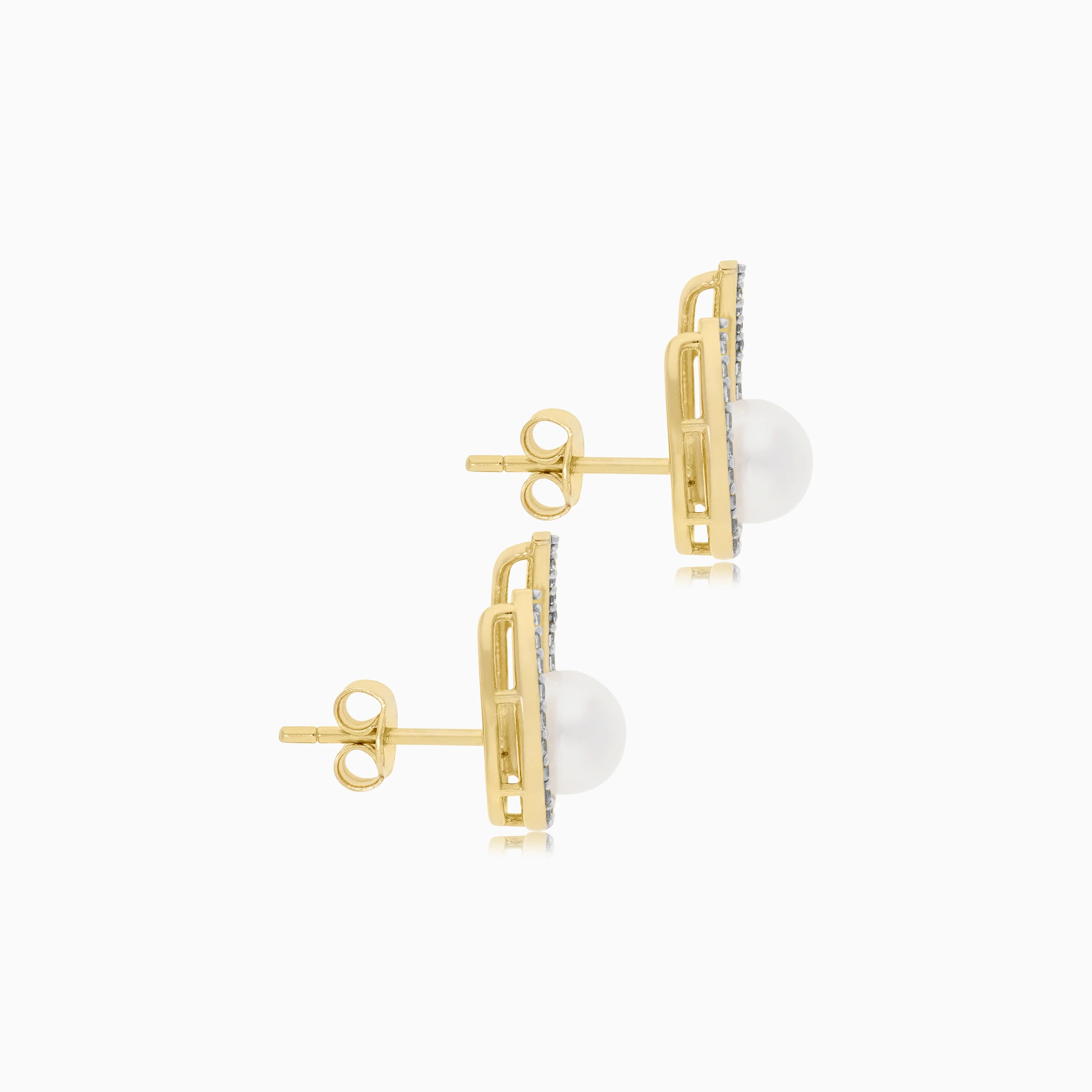 18k Yellow Gold Earrings Featuring Pearls and Zircon Stones | Danah Collection - Image 4