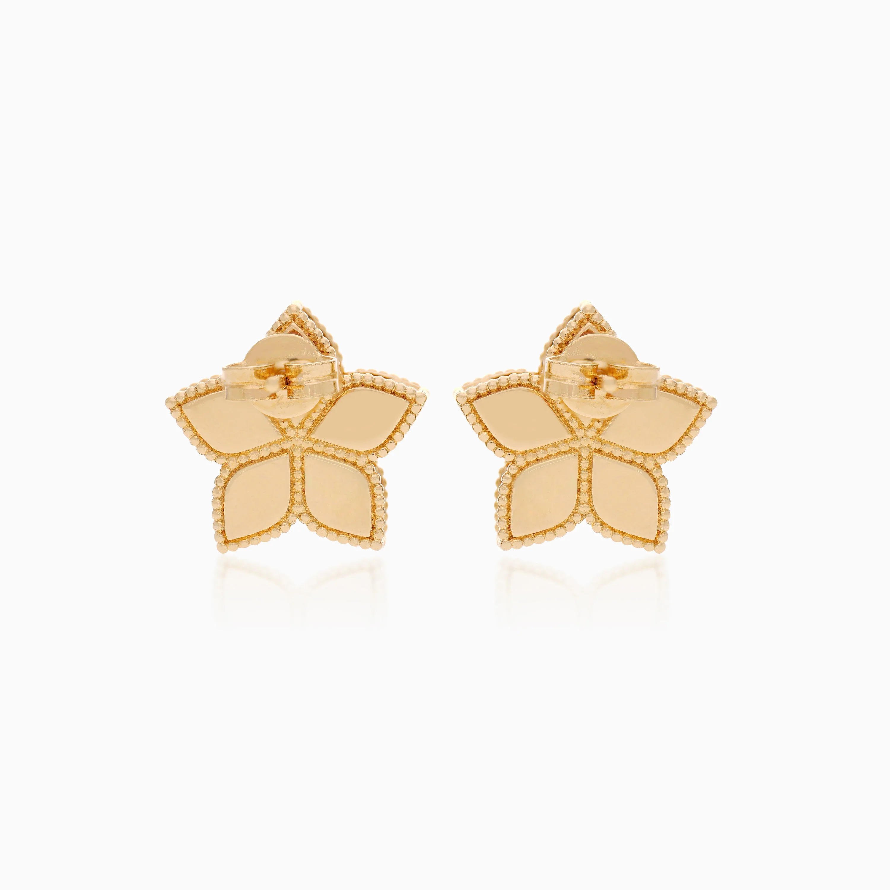 18K Yellow Gold Floral Diamond Earrings - Fortuna Diamond Collection - Image 4