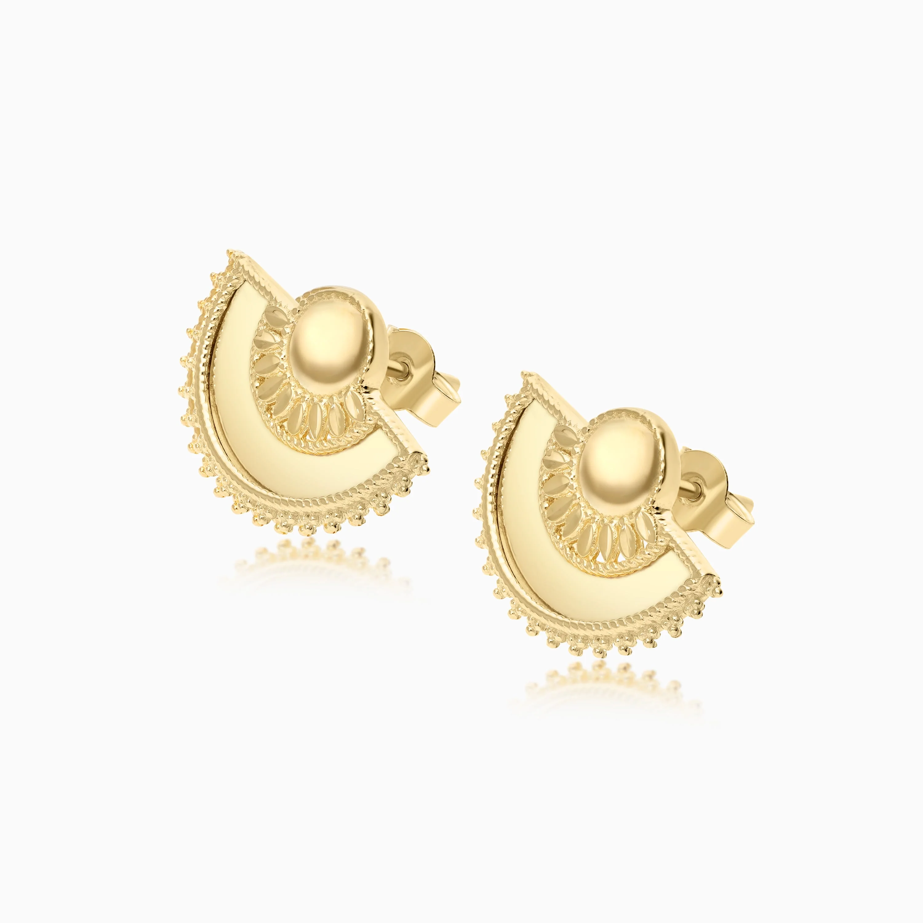 Shnaf Collection 18K Yellow Gold Half Circle Earrings - Image 3