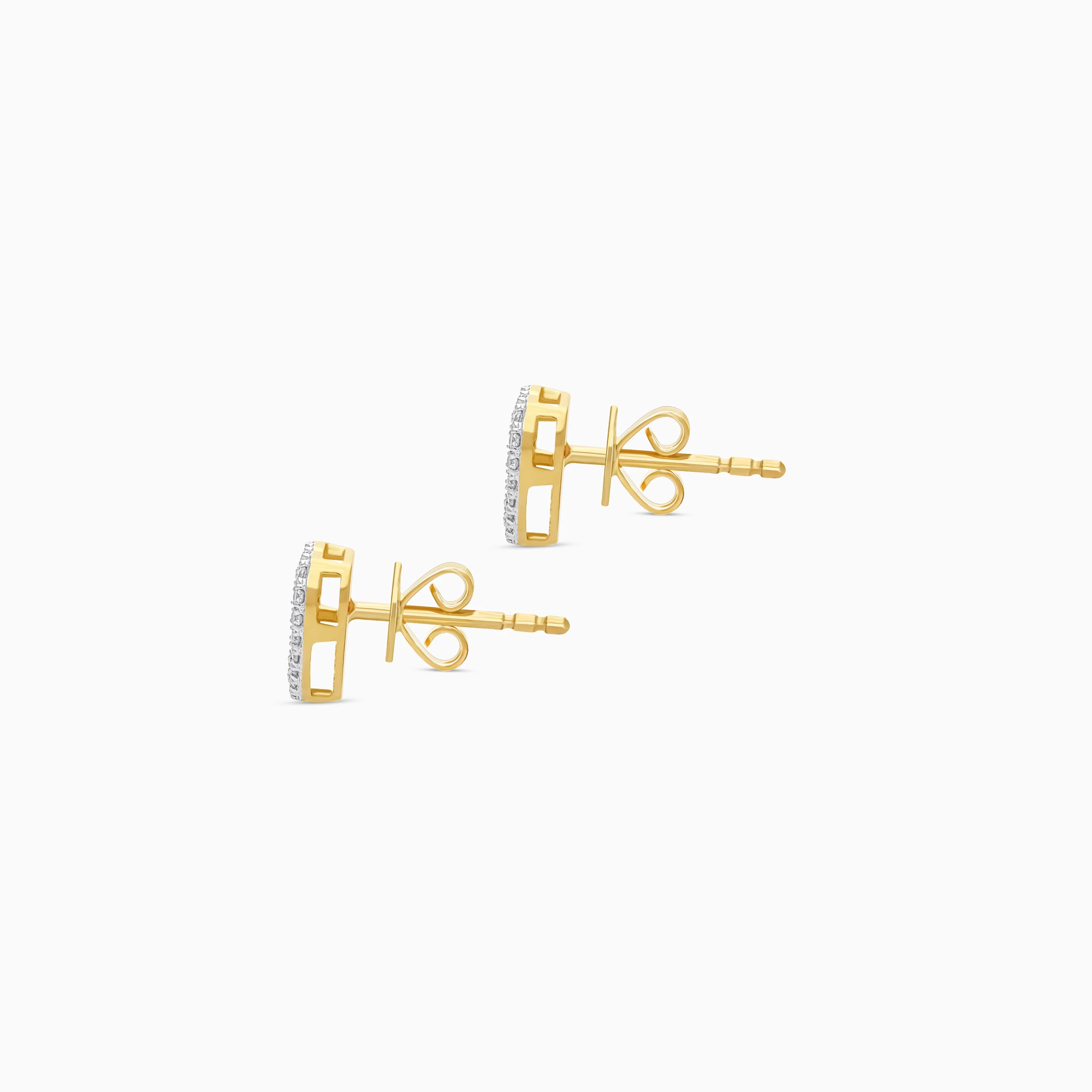 18k yellow gold earrings in heart-shaped decorative with natural diamond for kids | Farfalla collection - Image 3