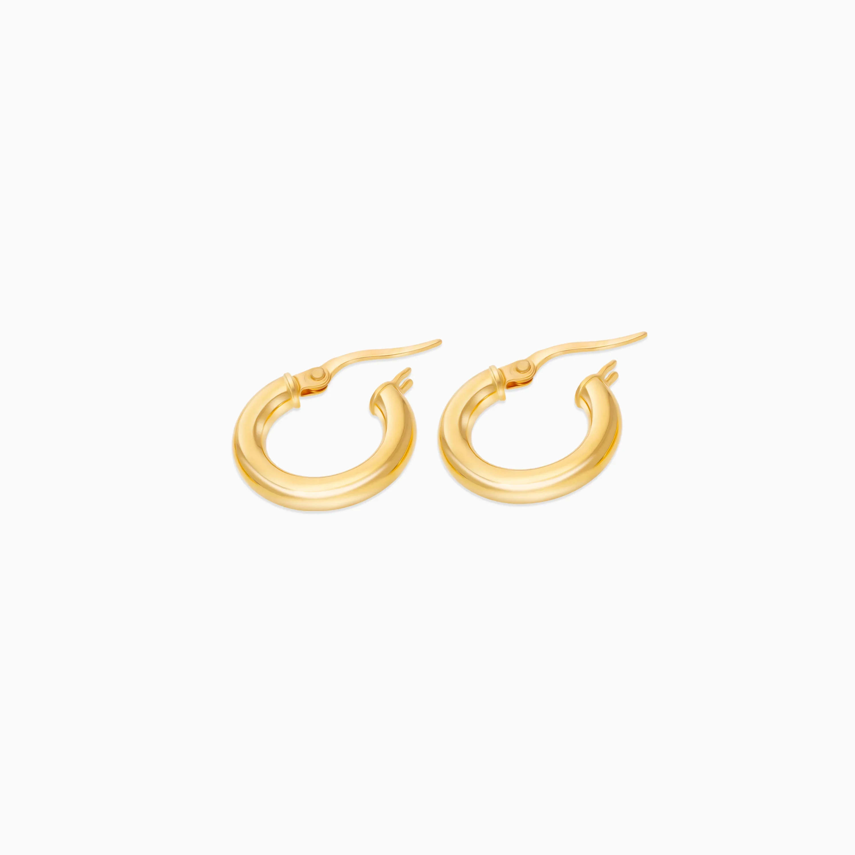 18K Yellow Gold Round Hoop Earrings – Hoops Collection - Image 3