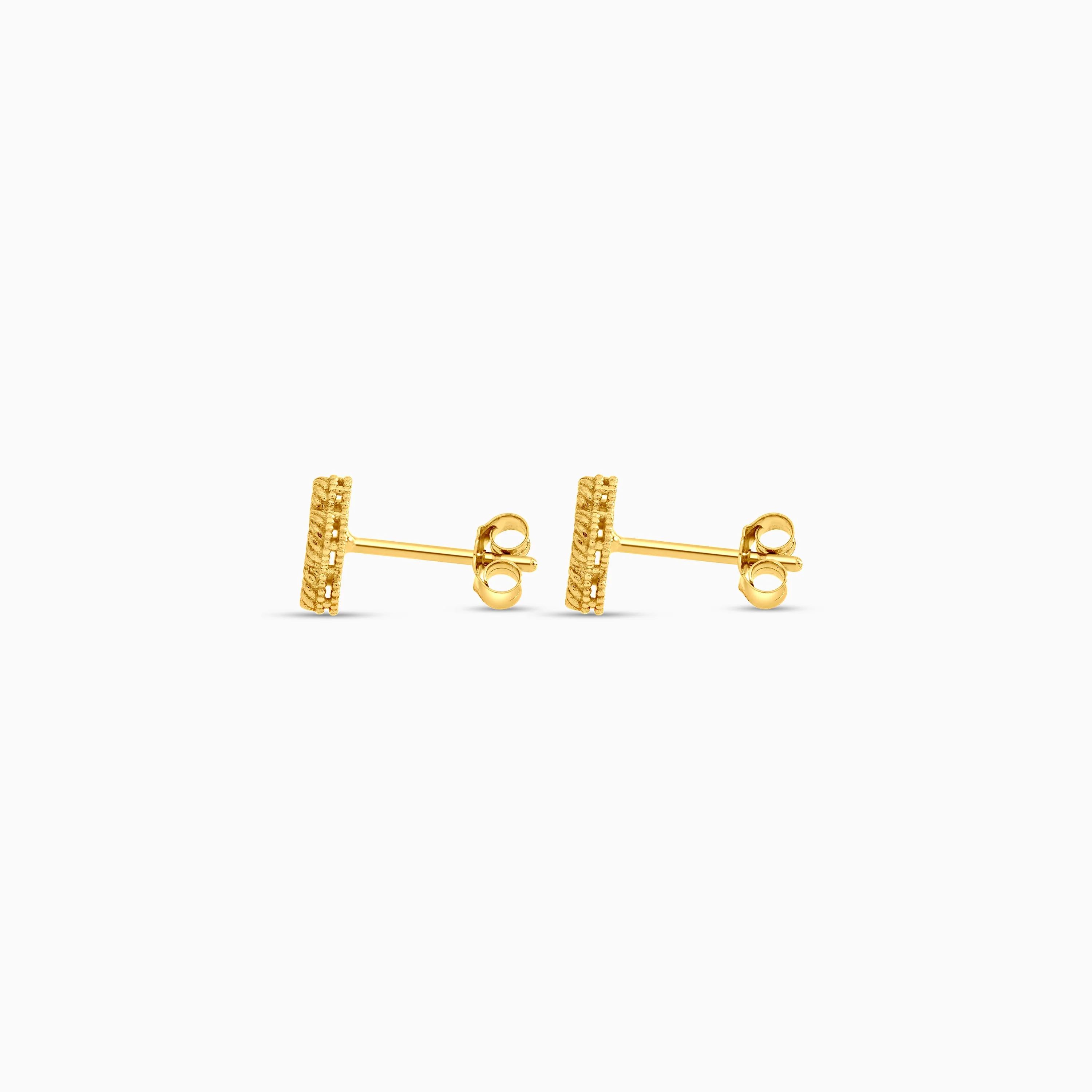 18k yellow gold earrings with double face pendant flower shape decorated with MOP and pink  colour for kids - Vivante collection - Image 3