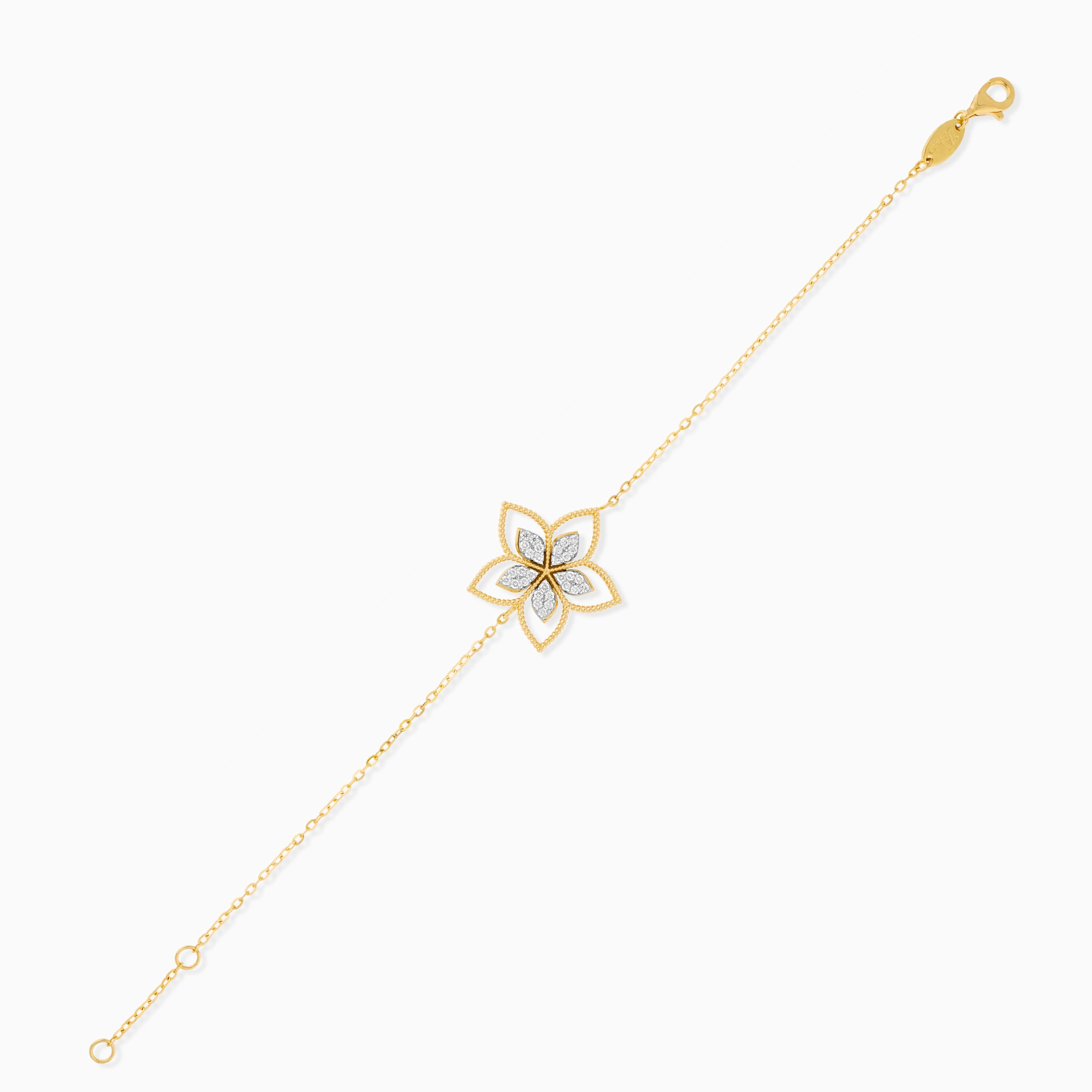 18K Yellow Gold Floral Diamond Bracelet – Fortuna Diamond Collection - Image 3