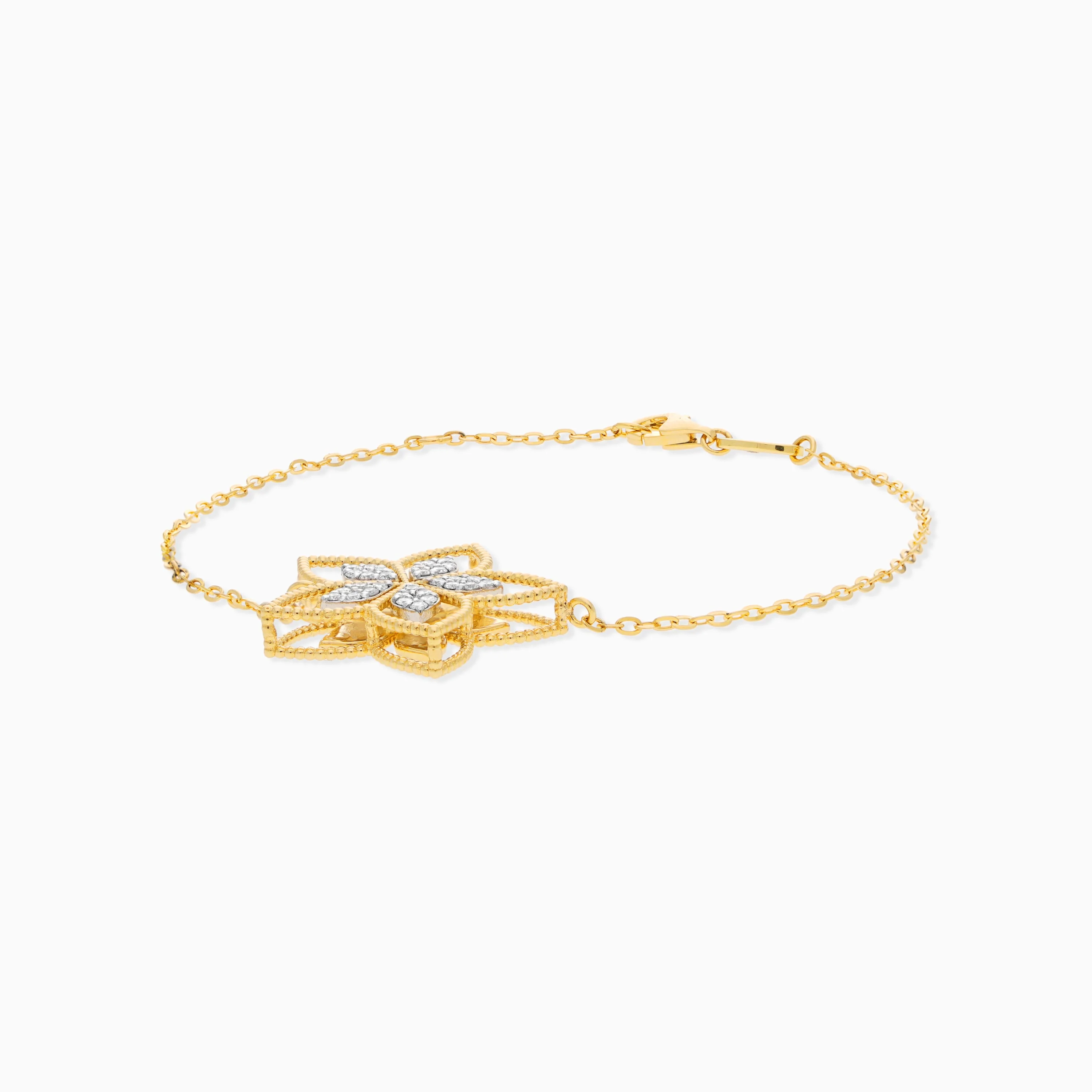 18K Yellow Gold Floral Diamond Bracelet – Fortuna Diamond Collection - Image 4