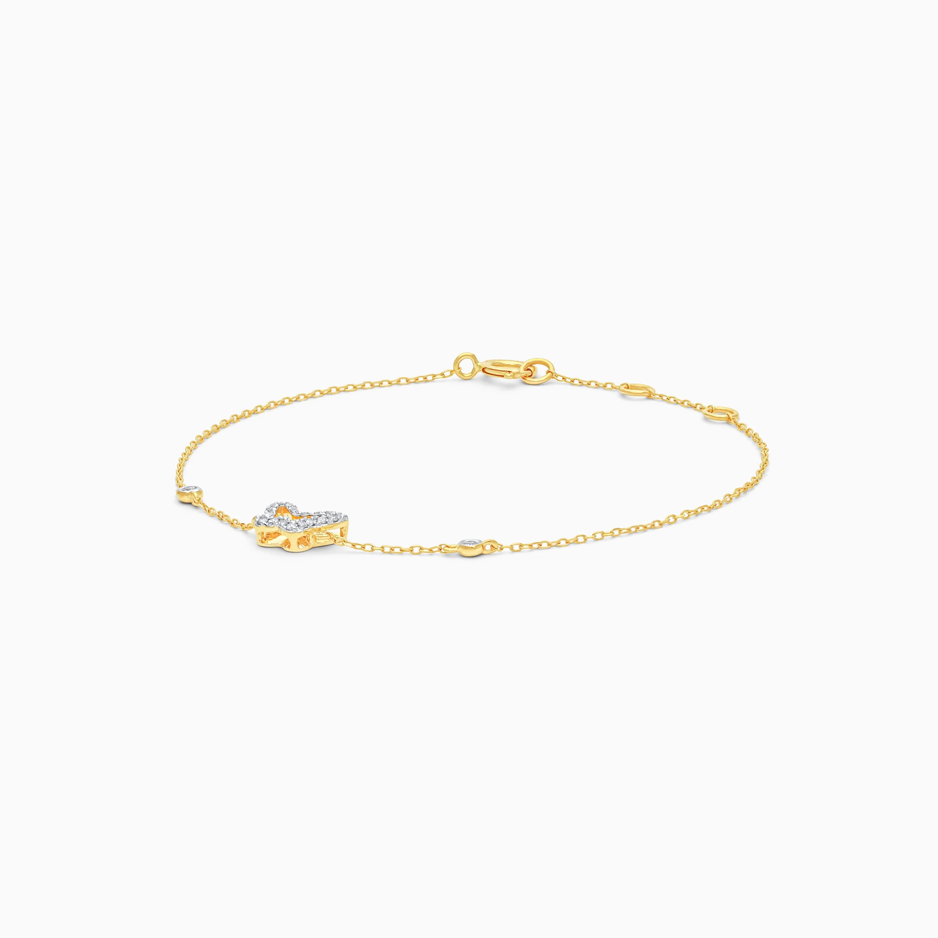 18k yellow gold light bracelet in butterfly-shaped decorative with natural diamond for kids | Farfalla collection - Image 3