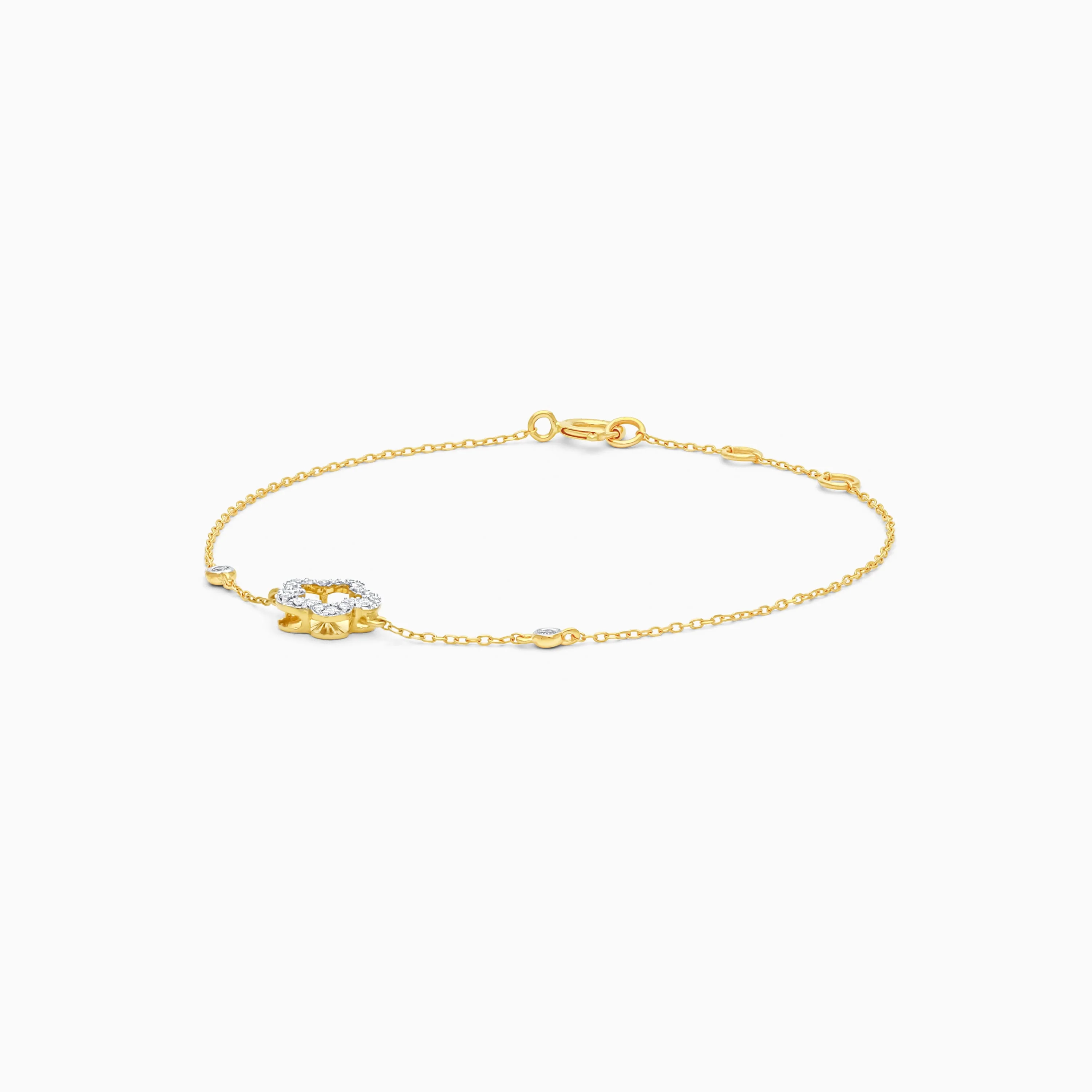 18k yellow gold light bracelet in flower-shaped decorative with natural diamond for kids | Farfalla Diamond Kids collection - Image 3