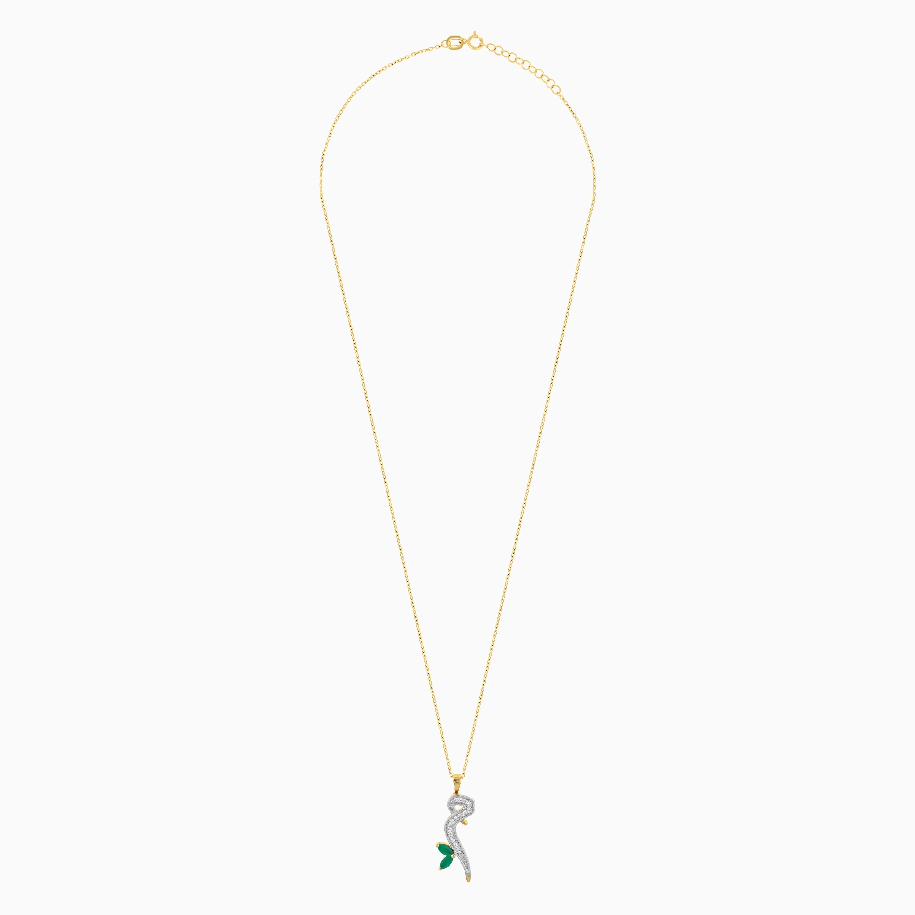 18K Yellow Gold ‘Meem’ Arabic Letter Necklace | Horoufi Diamond Collection - Image 3