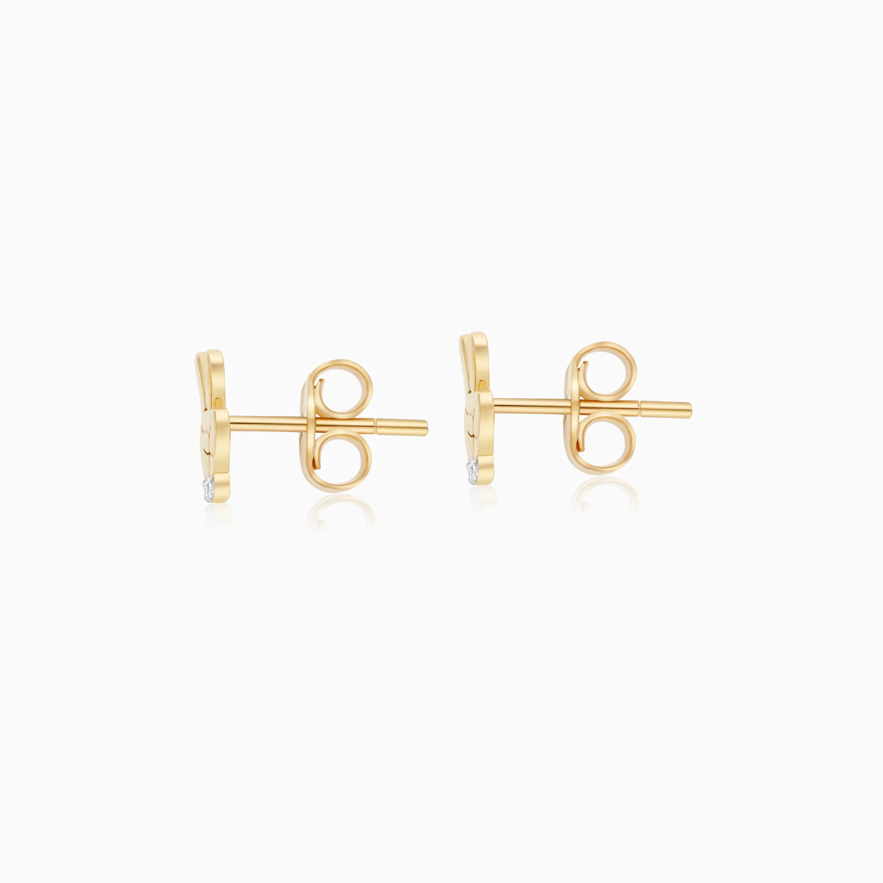 18k Yellow Gold - Mickey Victory Hand Gesture- Earrings with Natural Diamonds - Disney- Mickey & Friends - Image 3