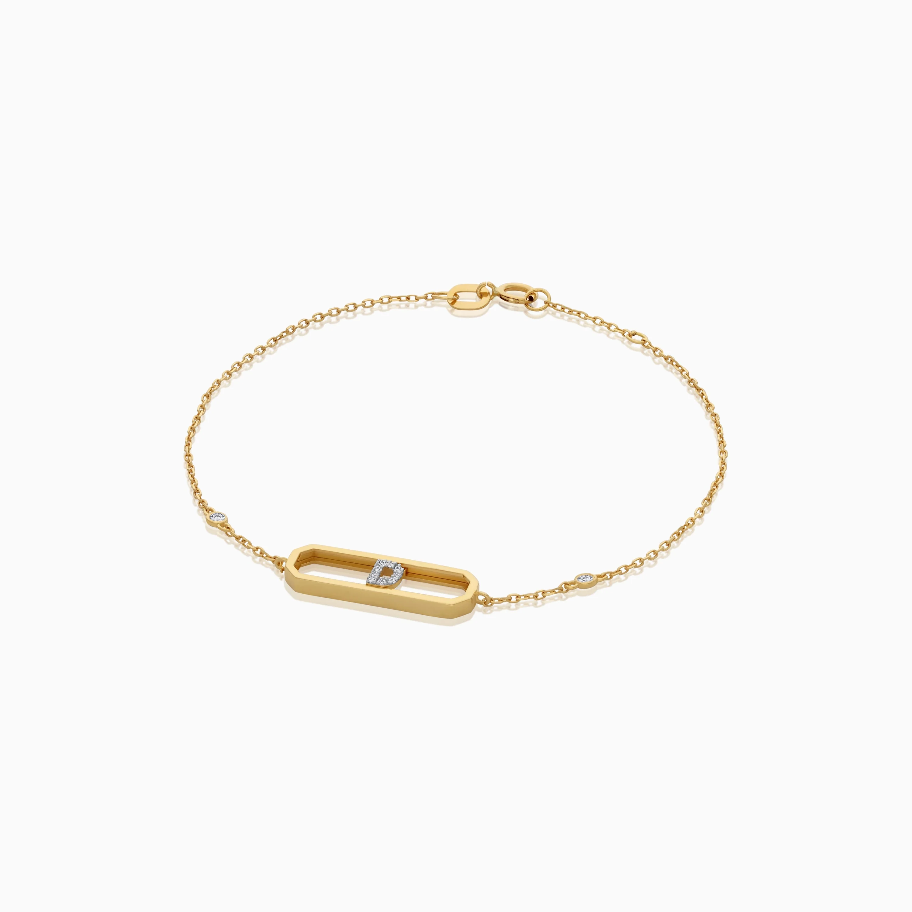 18k Yellow Gold Natural Diamonds Initial "D" Bracelet | Alpha Collection - Image 3