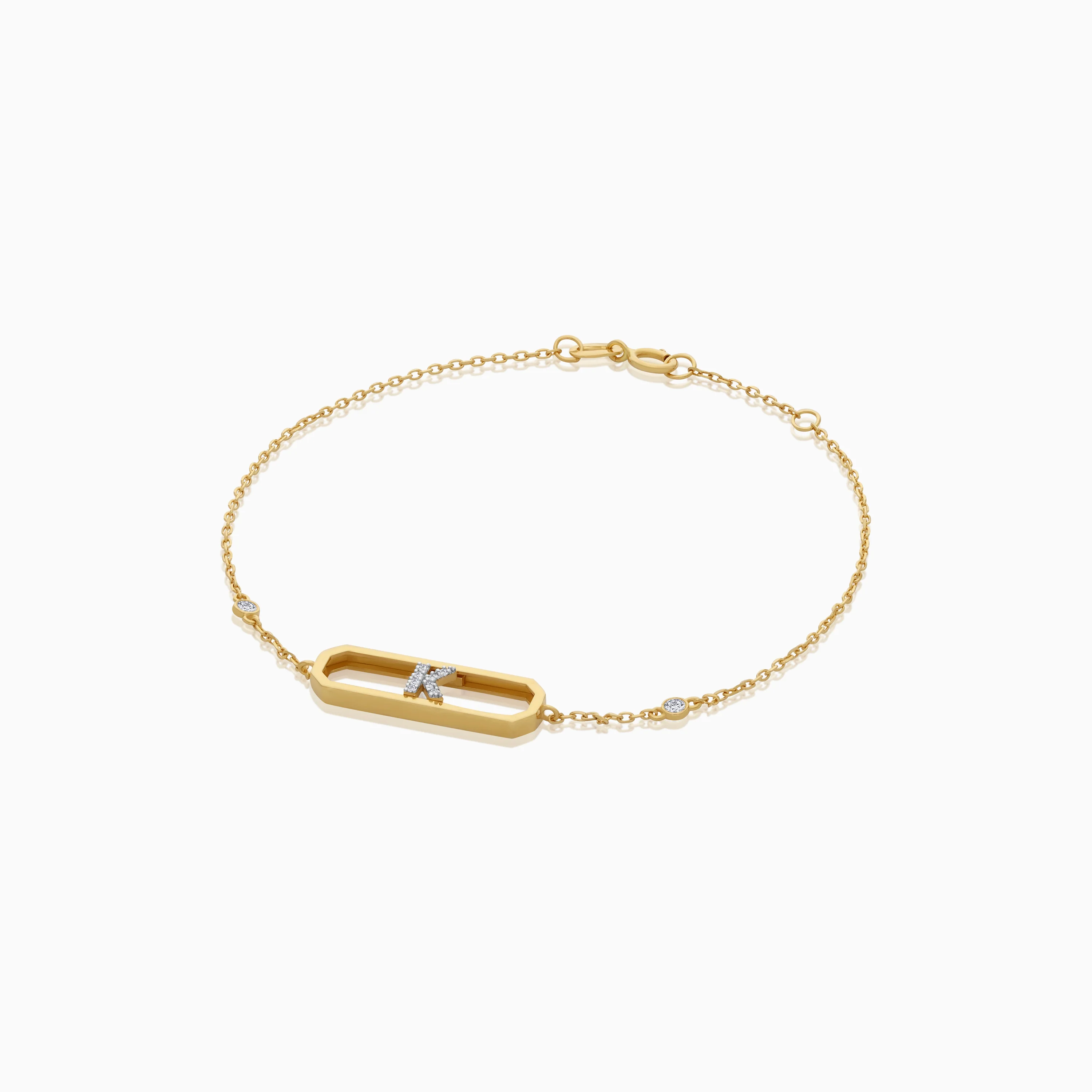 18k Yellow Gold Natural Diamonds Initial “K” Bracelet | Alpha Collection - Image 2