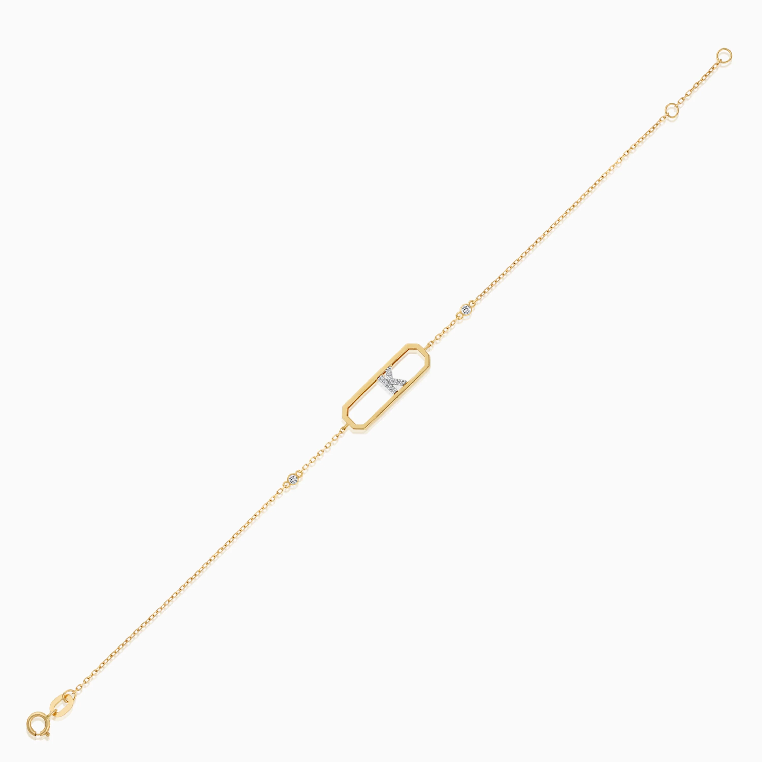 18k Yellow Gold Natural Diamonds Initial “K” Bracelet | Alpha Collection - Image 3
