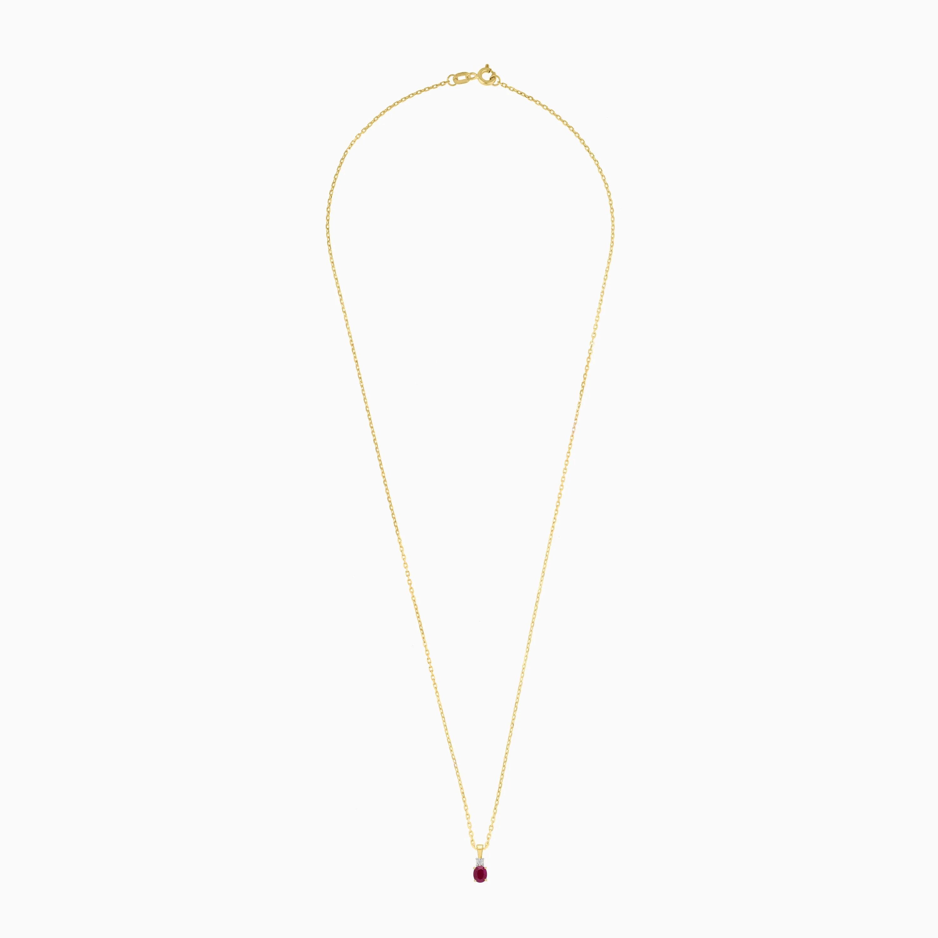 18k Yellow gold necklace decorated with natural diamonds and ruby stones | colour classic - Image 3