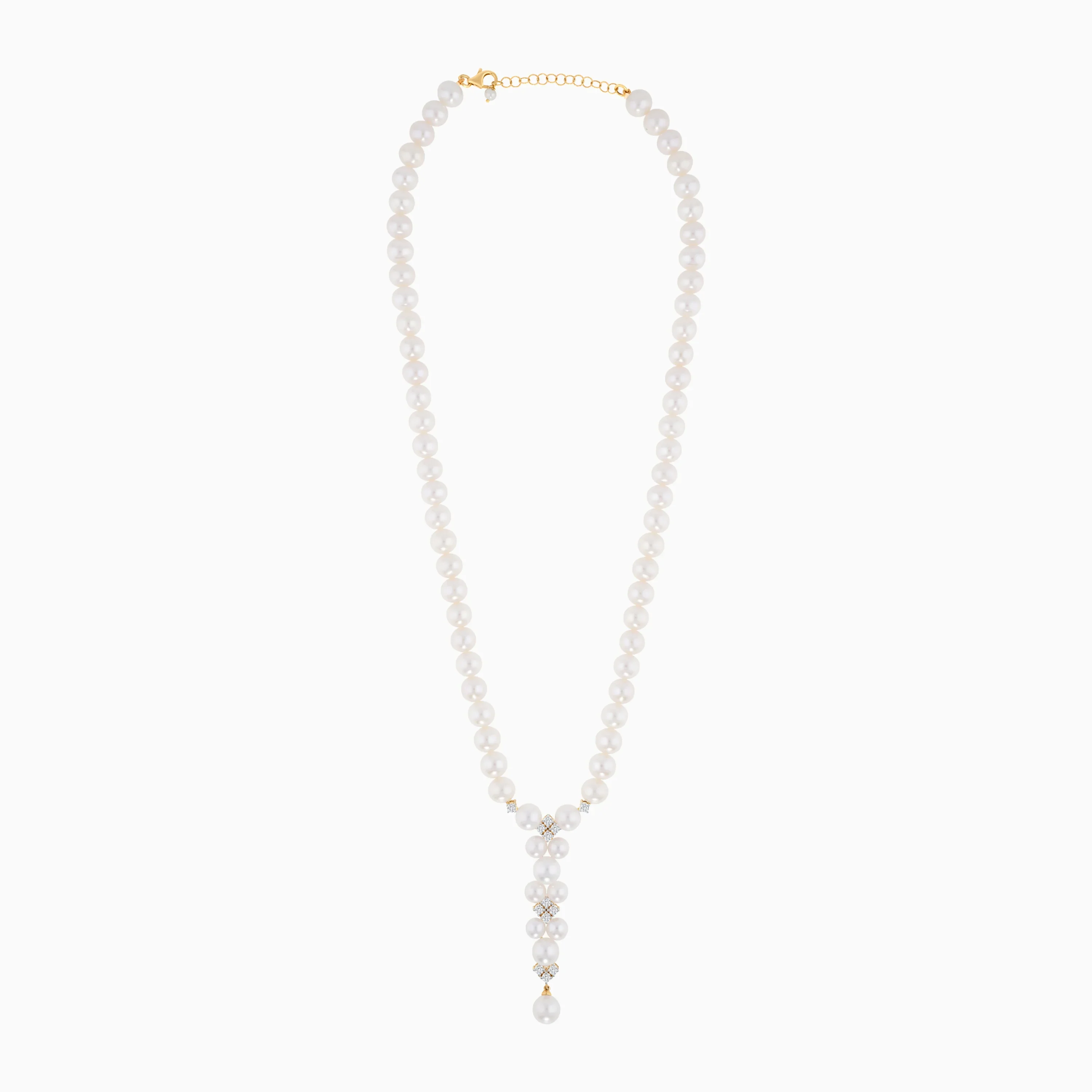 18k Yellow Gold Necklace Featuring Zircon Stones and Pearls | Danah Collection - Image 3