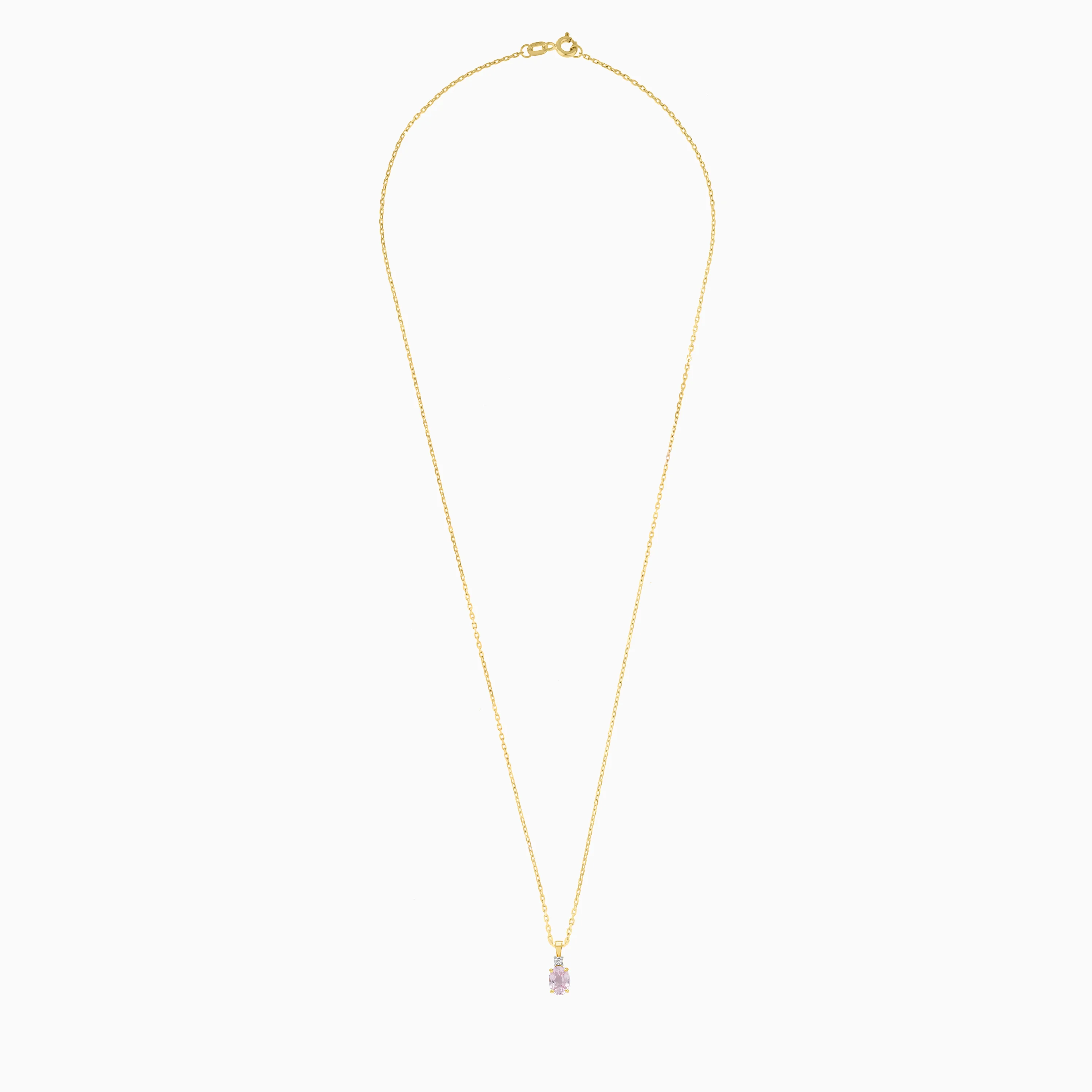 18k Yellow Gold Necklace featuring a stunning Natural Diamond and Rose quartz stone | Colour Classic Collection - Image 2