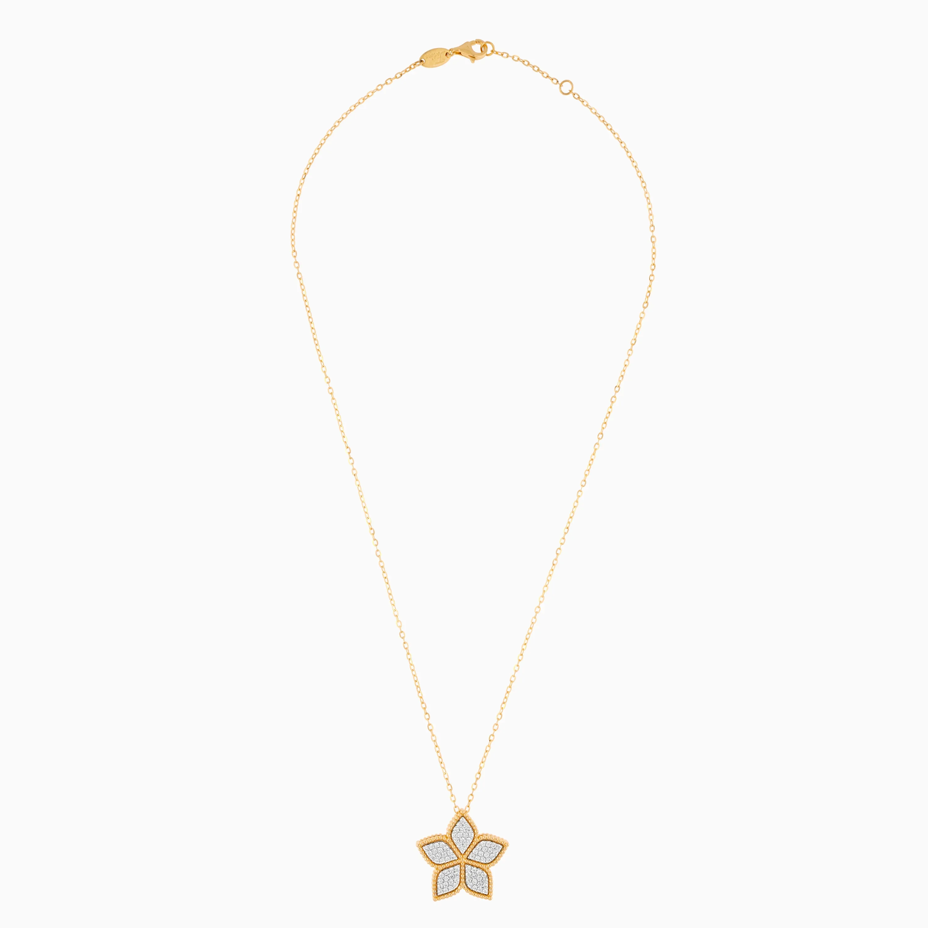 18k Yellow  Gold Necklace DECORATED WITH NATURAL DIAMOND STONES  from the Fortuna Diamond Collection - Image 3