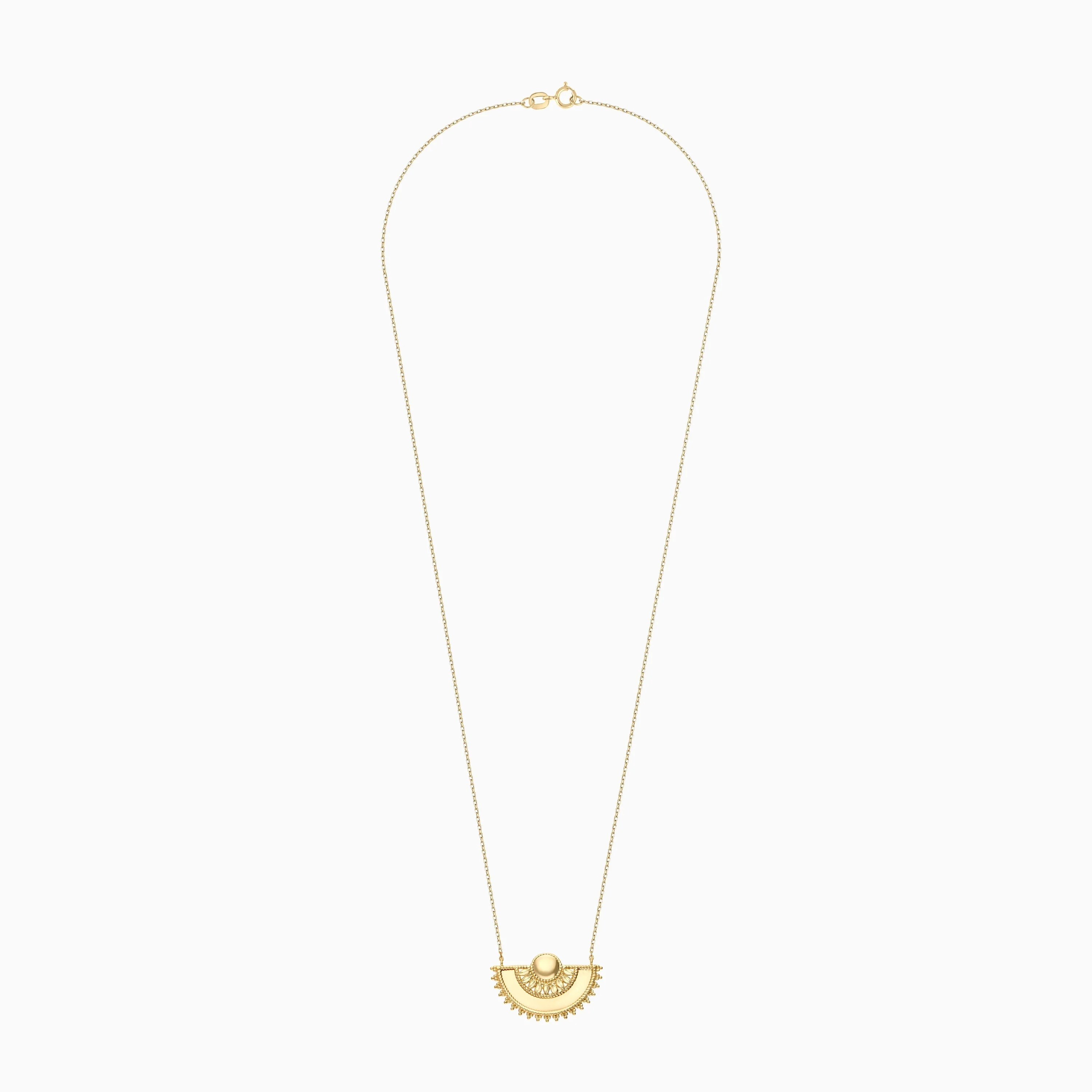 18K Yellow Gold Half Circle Necklace – Shnaf Gold Collection - Image 3