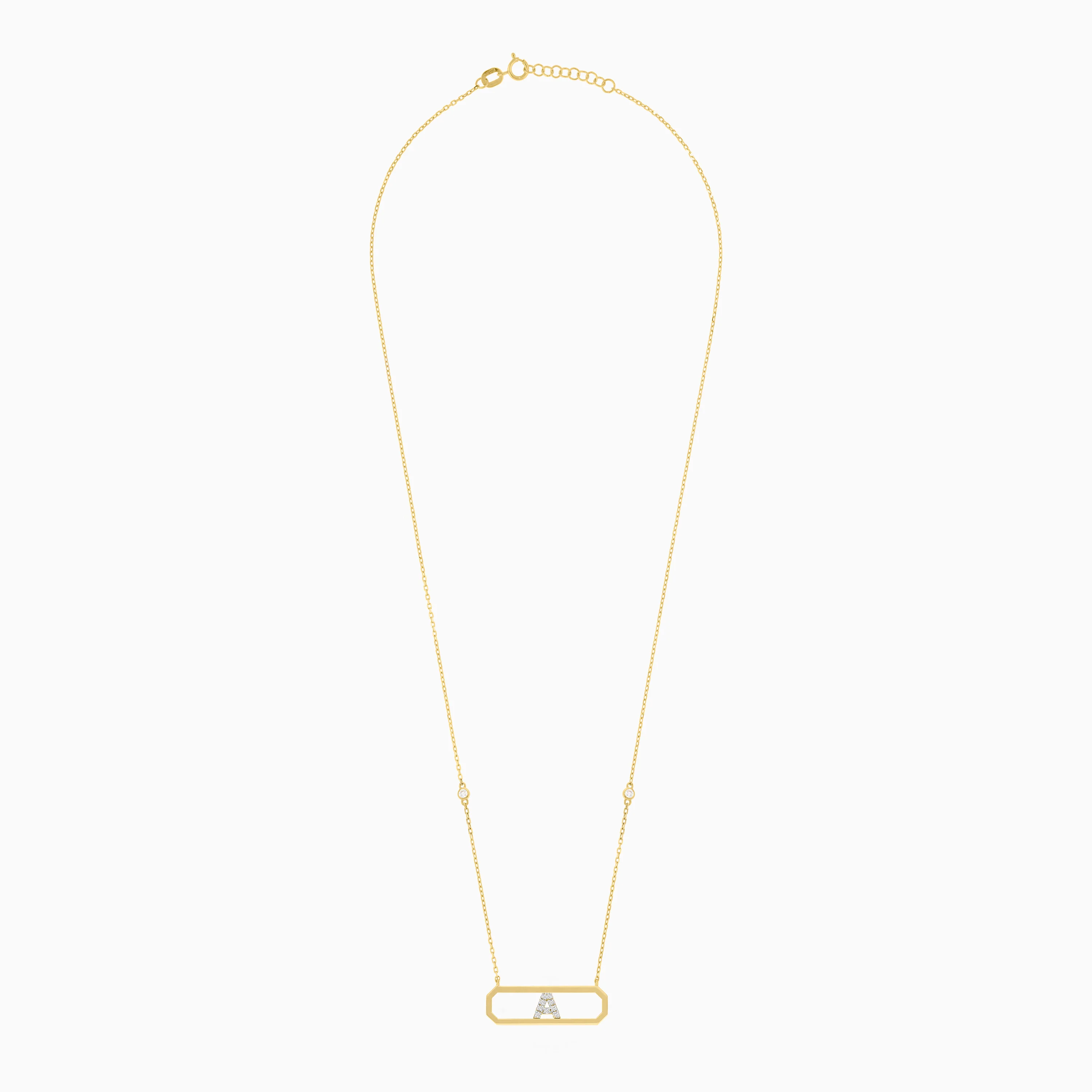 18K YELLOW GOLD NECKLACE LETTER "A" DECORATED WITH NATURAL DIAMOND - Image 2