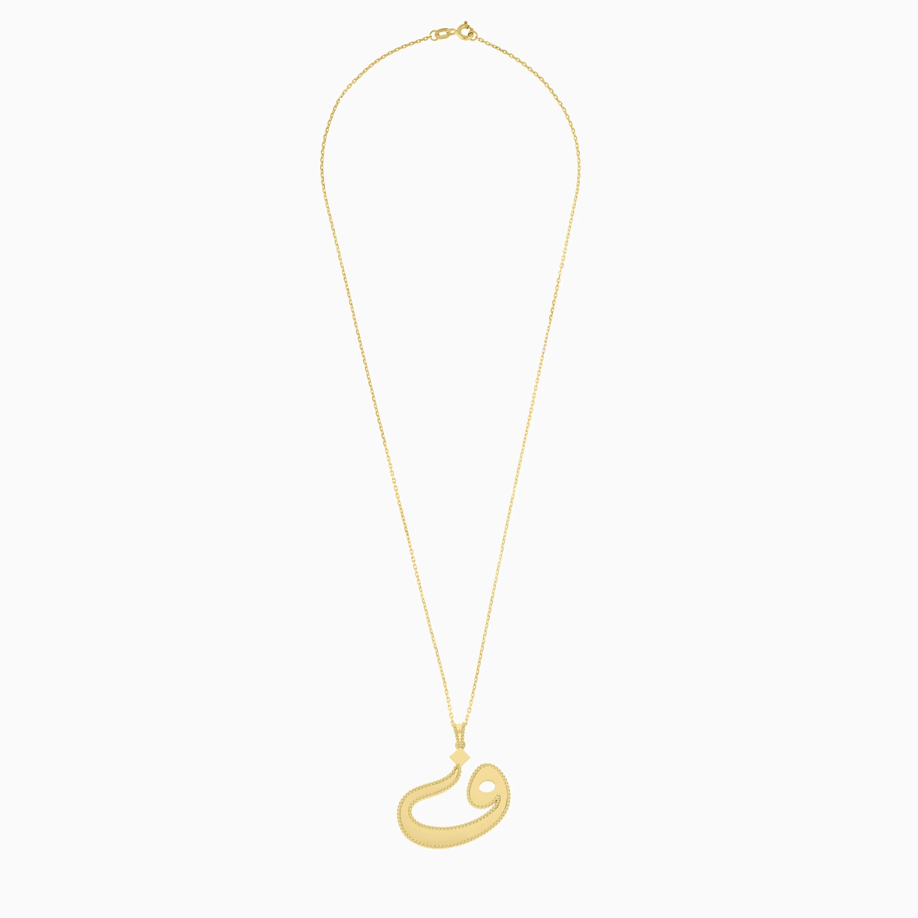 18k Yellow Gold Necklace with Arabic Letter “Faa” | Horoufi Gold Collection - Image 3