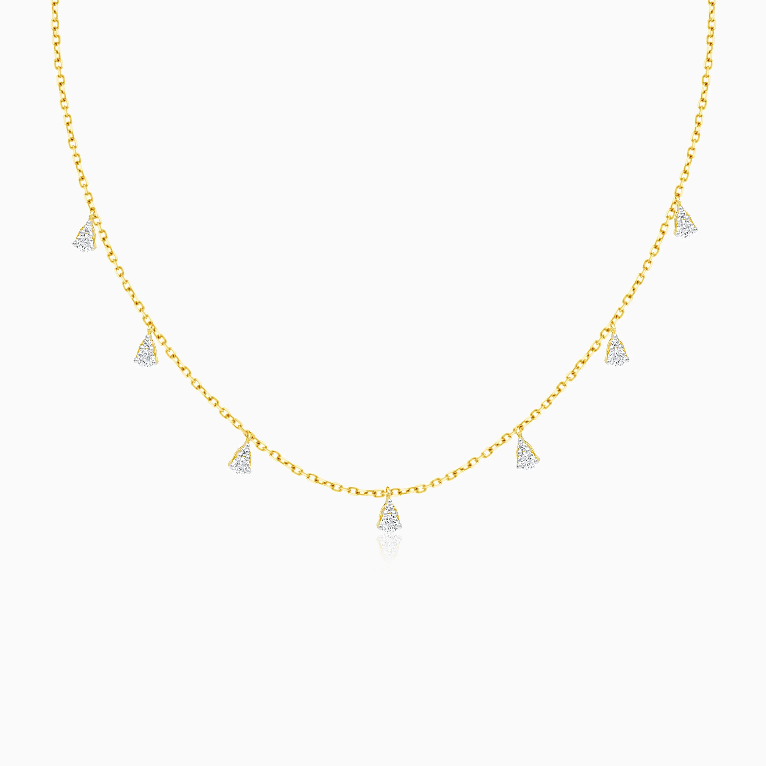 18k yellow gold necklace with dangling natural diamond stones | Trendy collection - Image 3