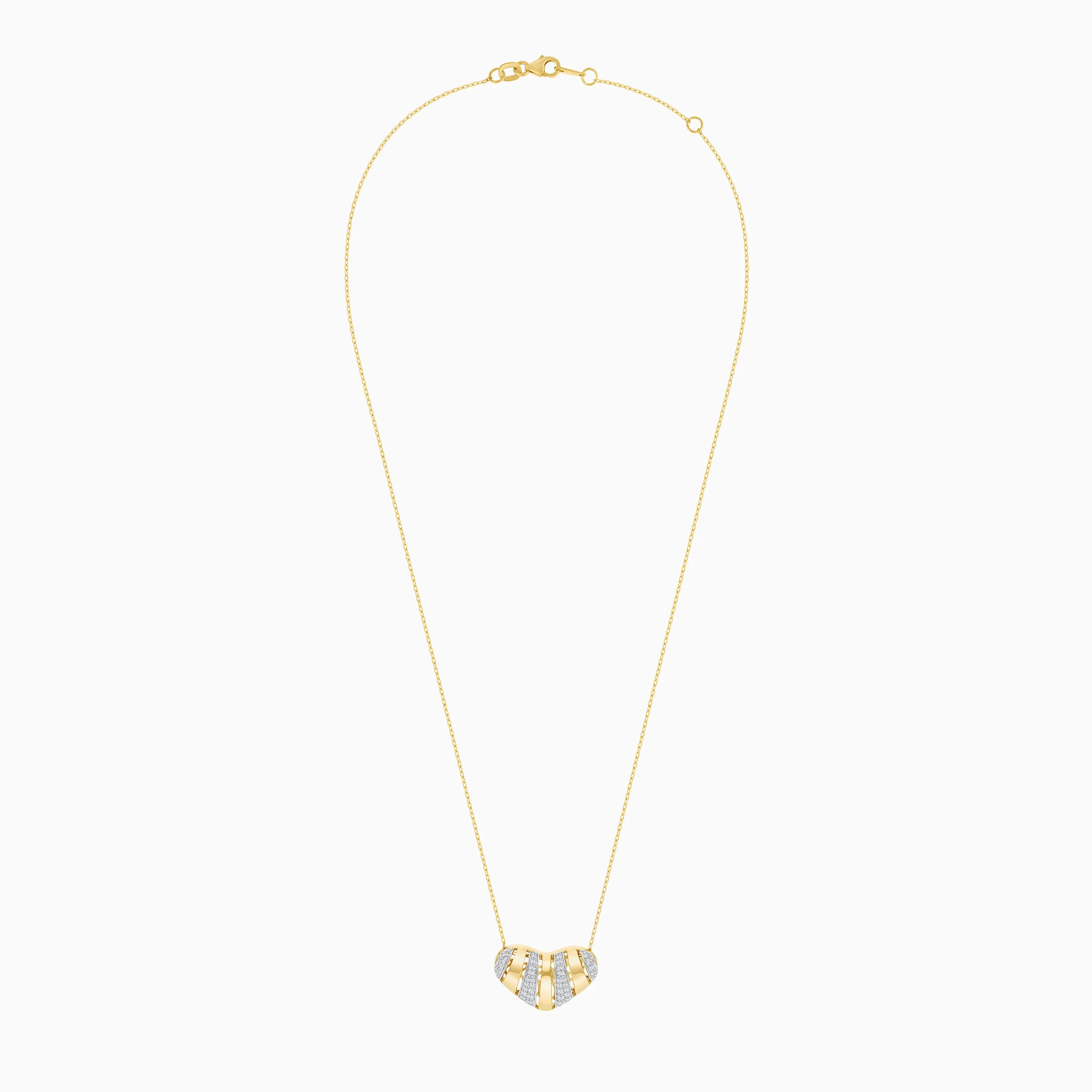 18k Yellow Gold Necklace with Natural Diamond Heart Pendant - Image 2