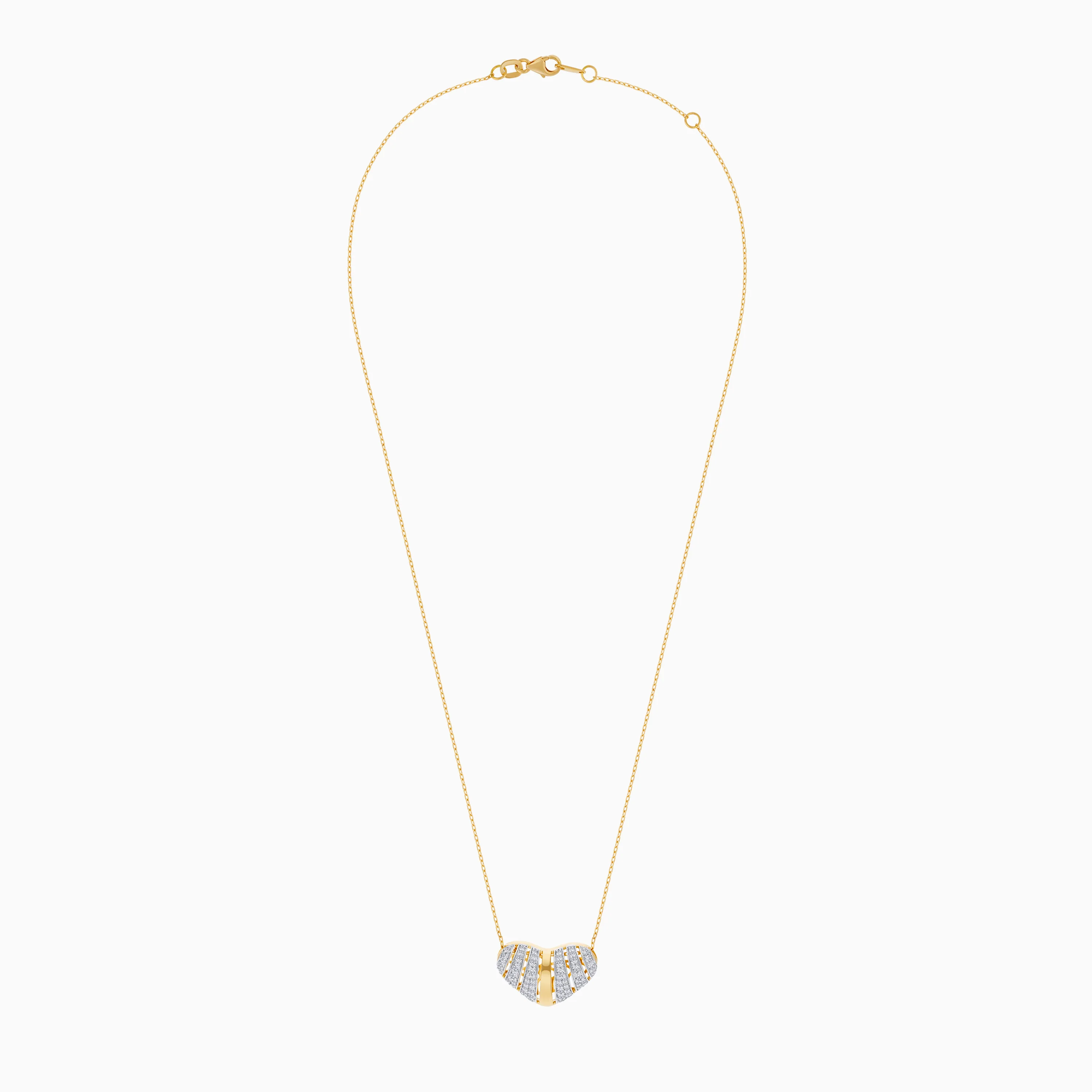 18k Yellow Gold Necklace with Natural Diamond Heart Pendant - Image 2