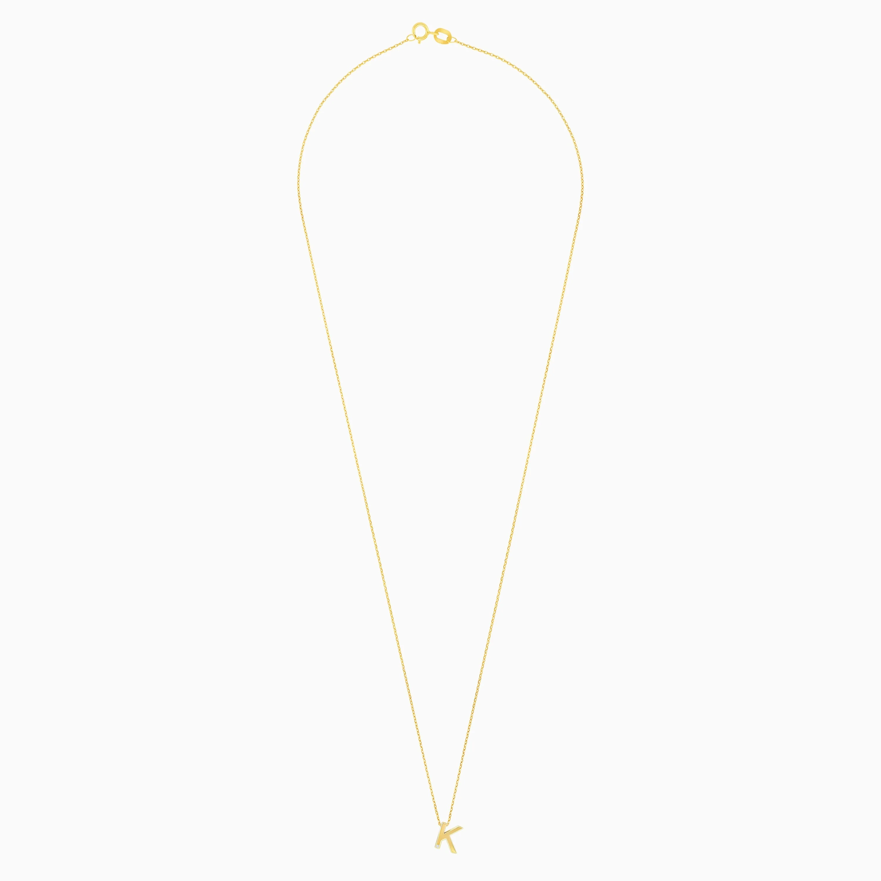 18k Yellow Gold Necklace with Letter “K” Decorated with Single Natural Diamond | Alpha Collection - Image 3