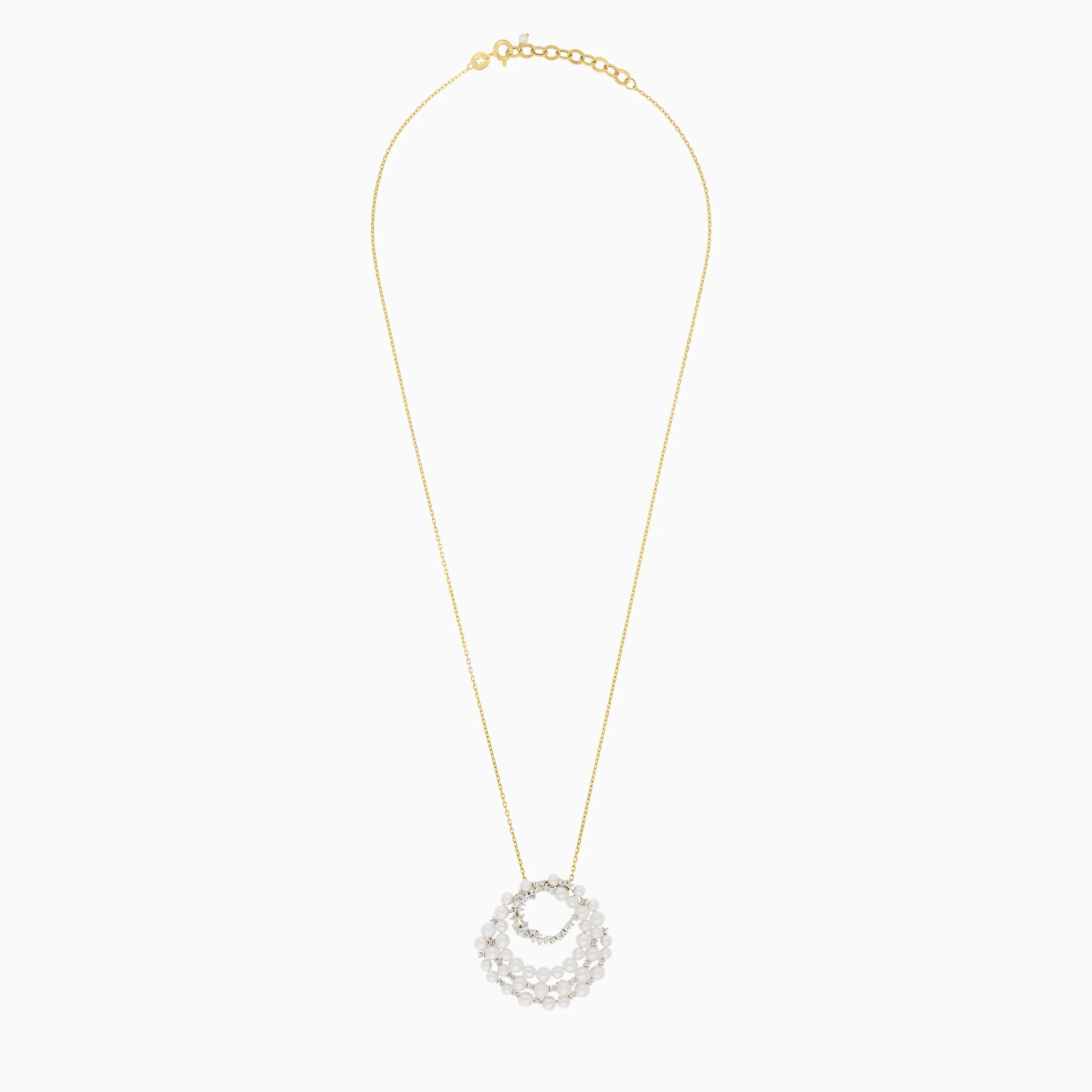 18k Yellow Gold Pearl & Zircon Necklace | Danah Collection - Image 3