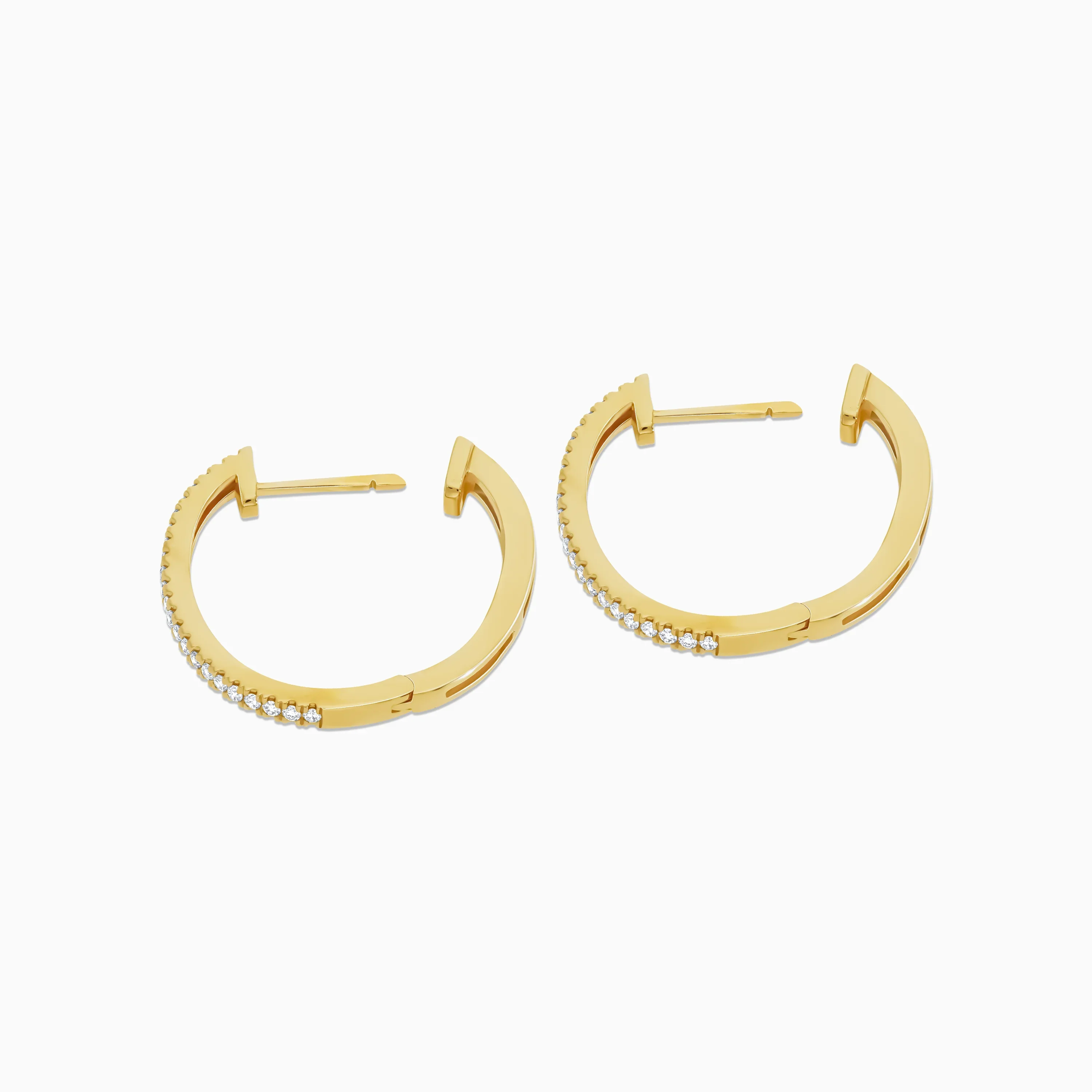 Elegant 18K Yellow Gold Diamond Round Hoop Earrings | Hoops Collection - Image 3