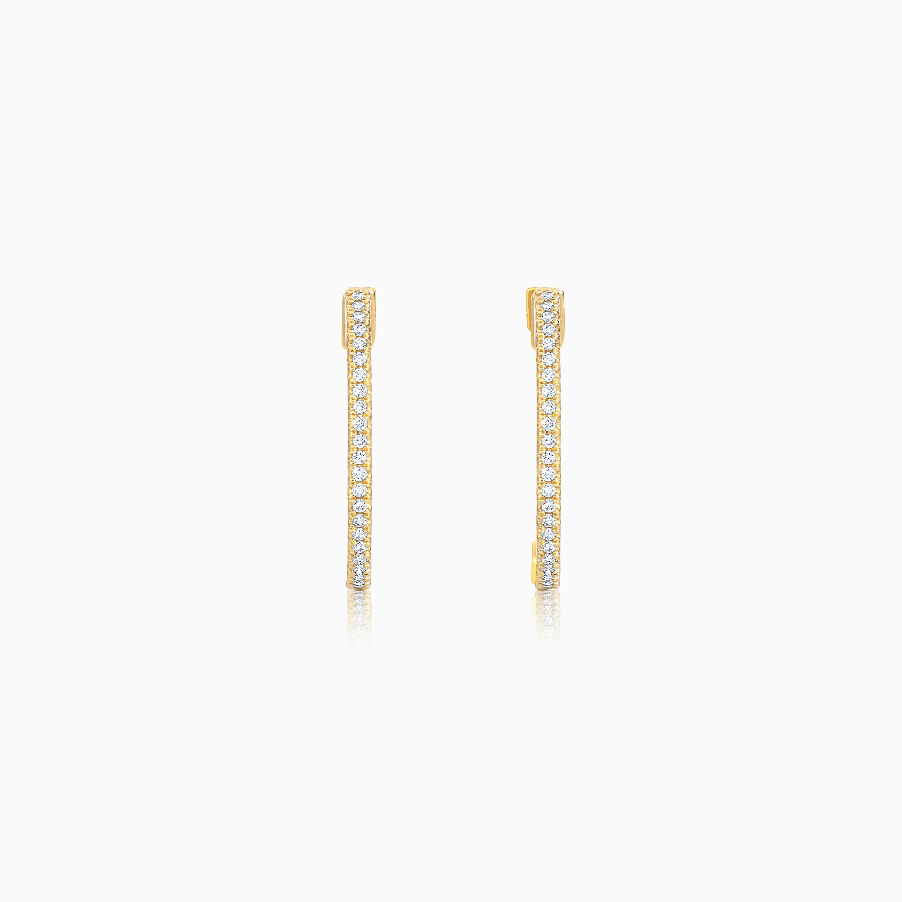 Elegant 18K Yellow Gold Diamond Round Hoop Earrings | Hoops Collection - Image 4