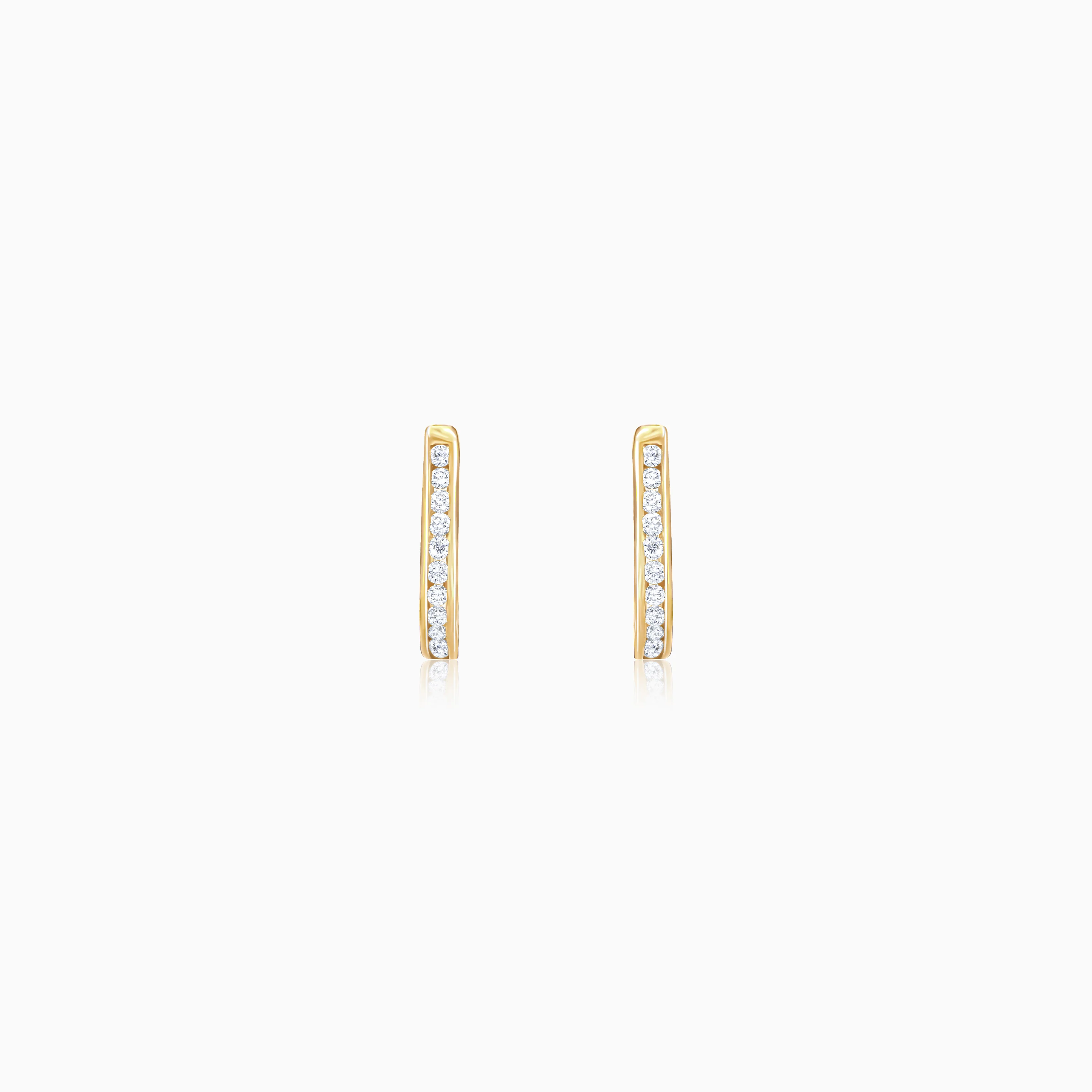 18K Yellow Gold U-Shaped Diamond Hoop Earrings | Hoops Collection - Image 4