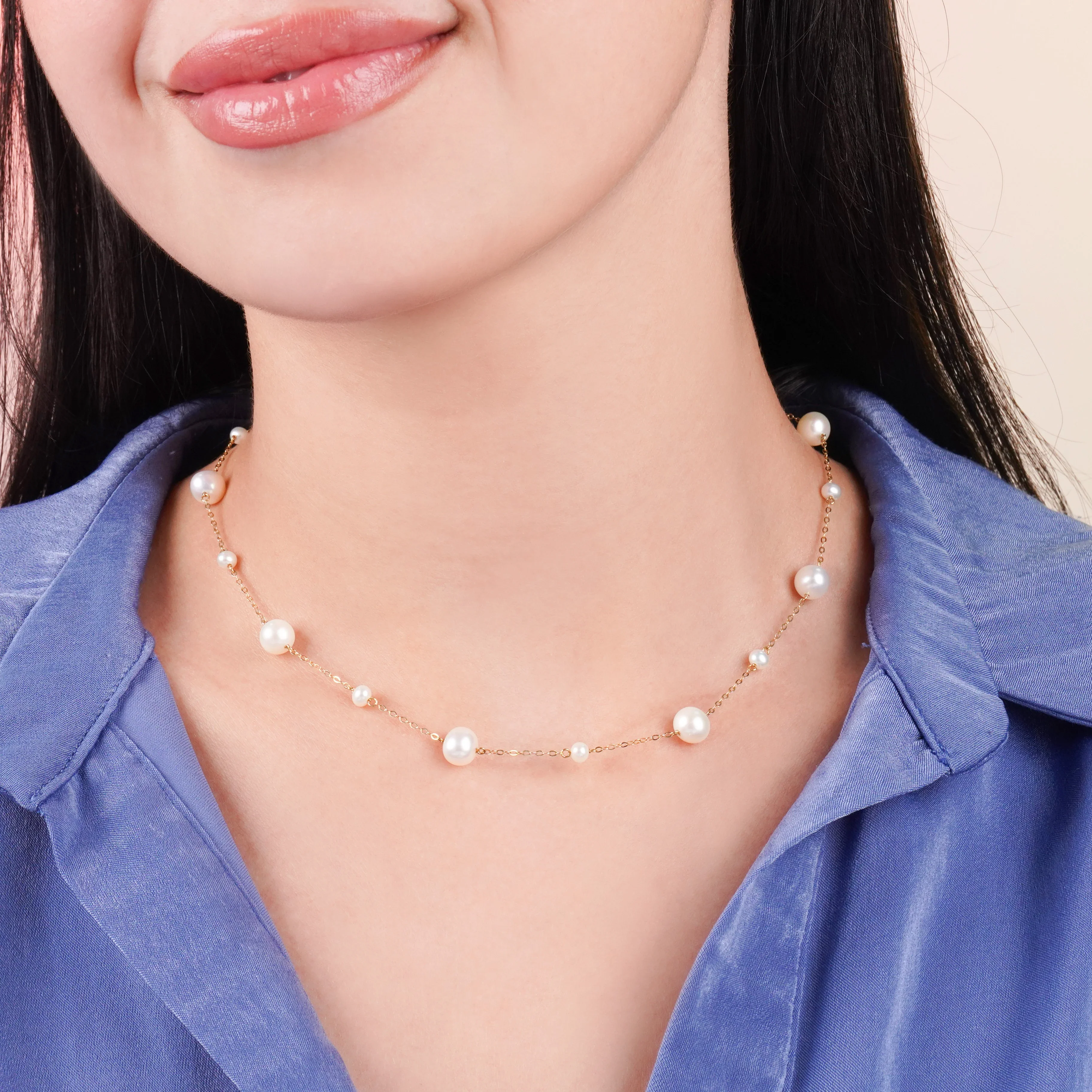 18k Yellow Gold Pearl Necklace | Danah Collection - Image 2