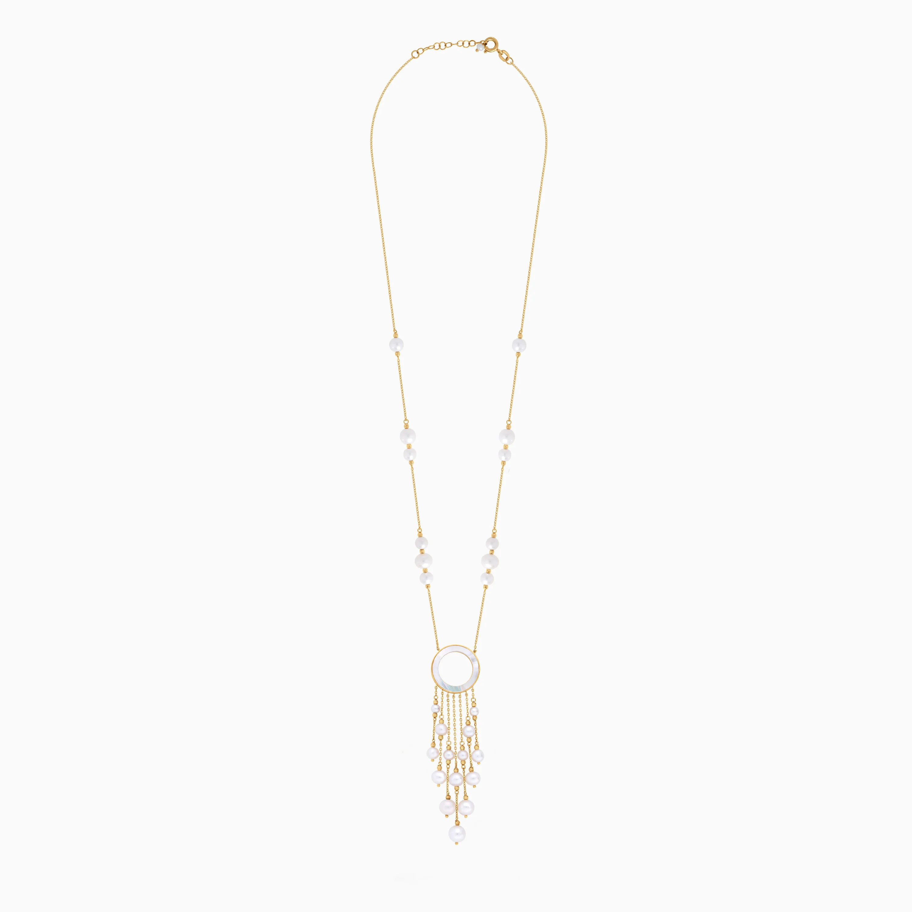Elegant 18k Yellow Gold Pearl Necklace with Pendant | Danah Collection - Image 3