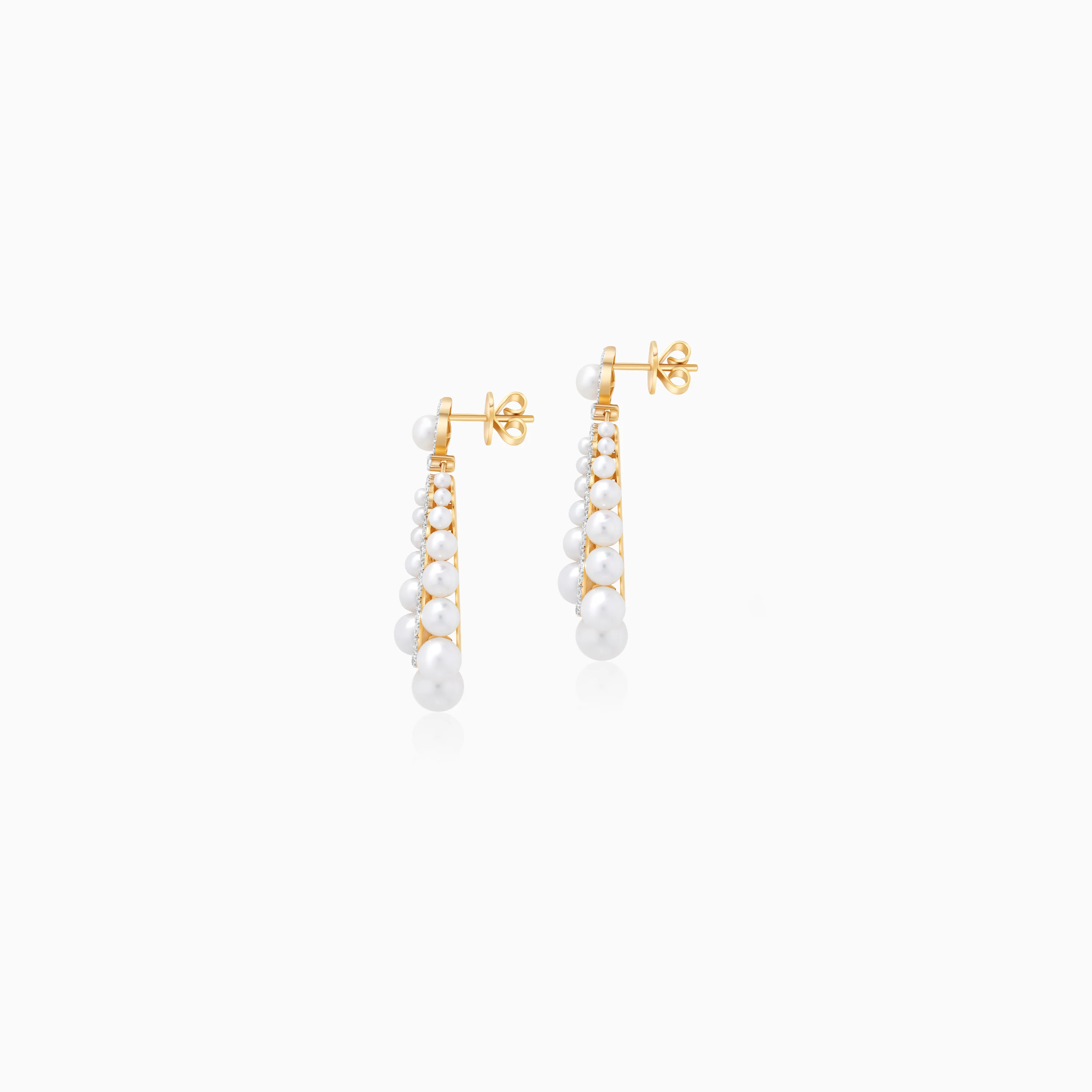 18k Yellow Gold Pearl & Zircon Earrings | Danah Collection - Image 3