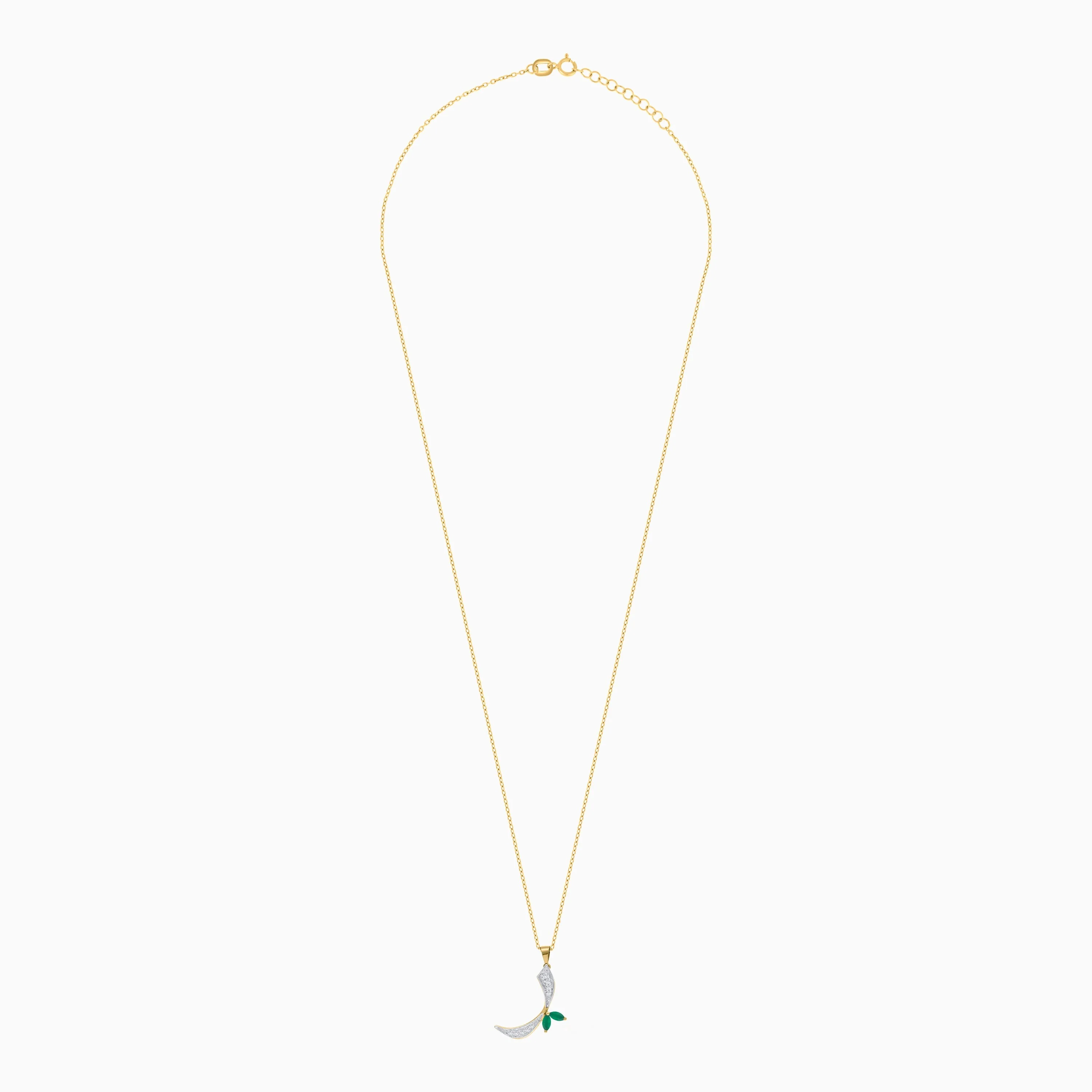 18k Yellow Gold 'Raa' Arabic Letter Necklace with Natural Diamonds & Agate | Horoufi Diamond Collection - Image 3