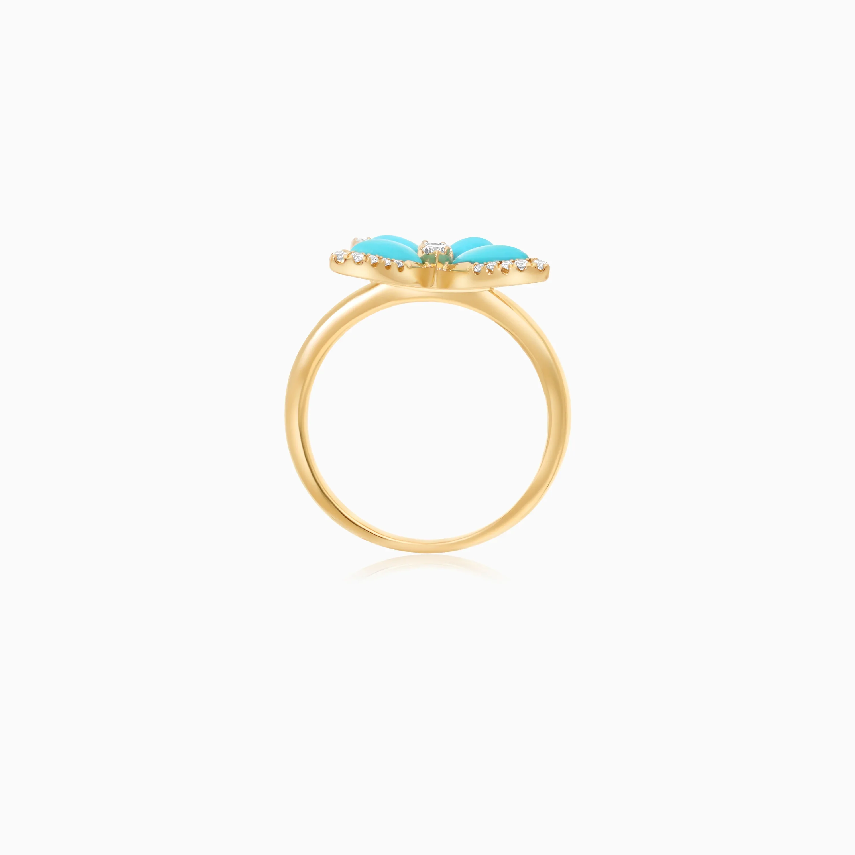18K Yellow Gold Butterfly Ring with Turquoise and Natural Diamonds – Mosaic Collection - Image 4