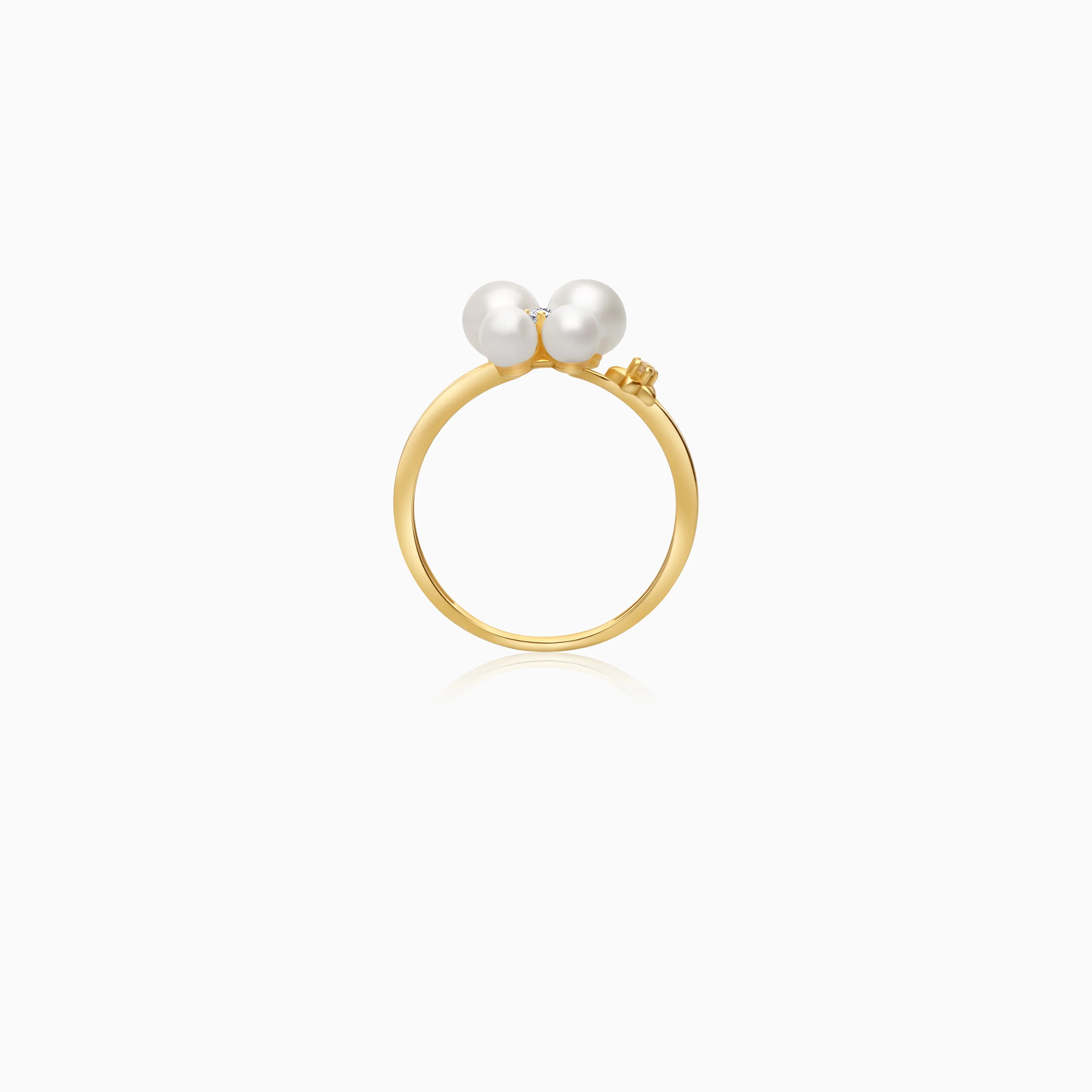 18k yellow gold ring decorated by zircon stone and pearls - Image 4