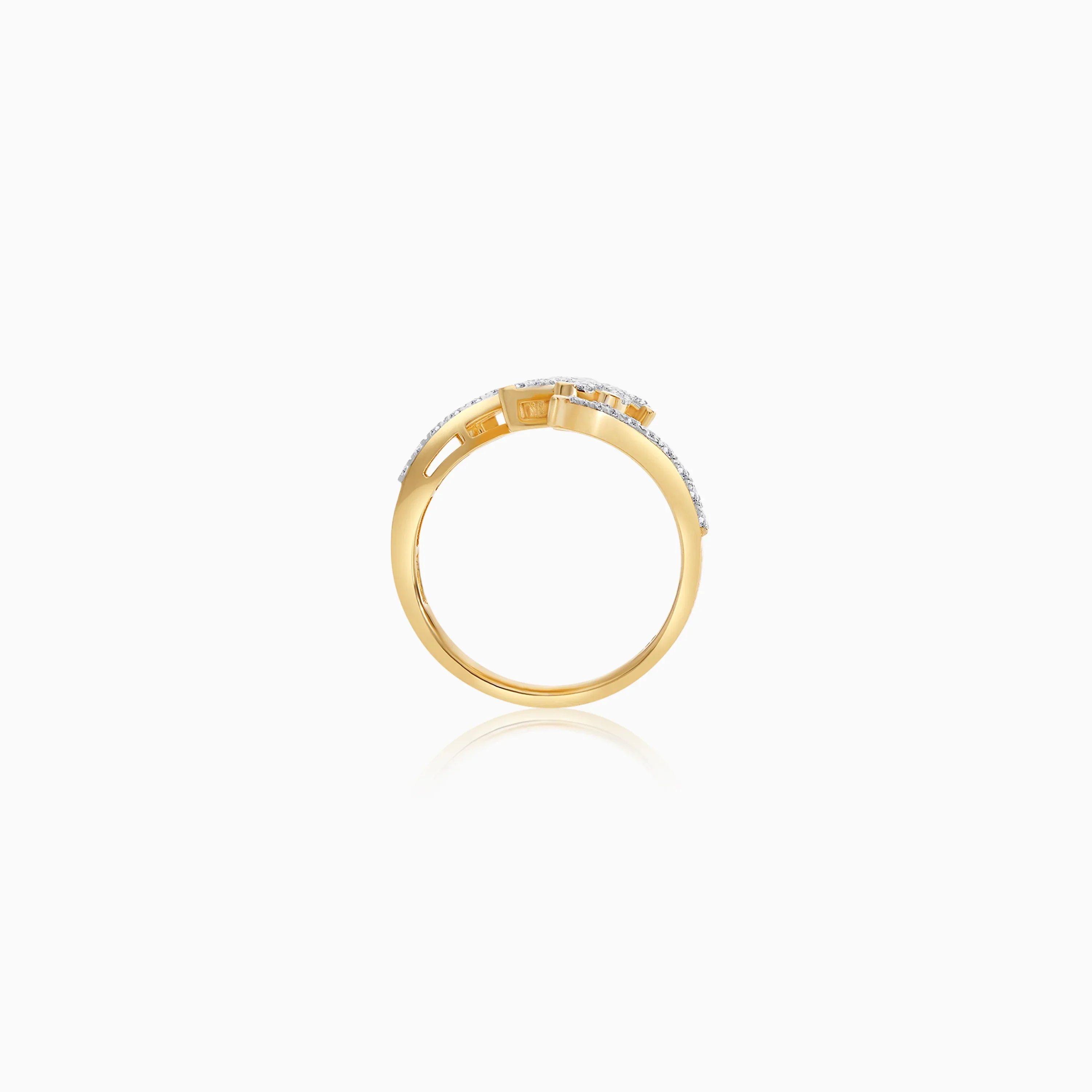 18K Yellow Gold Hoop Earrings with Dangling Palm Tree-Shaped Design Decorated with Natural Diamond | Al Nakhla Collection - Image 3