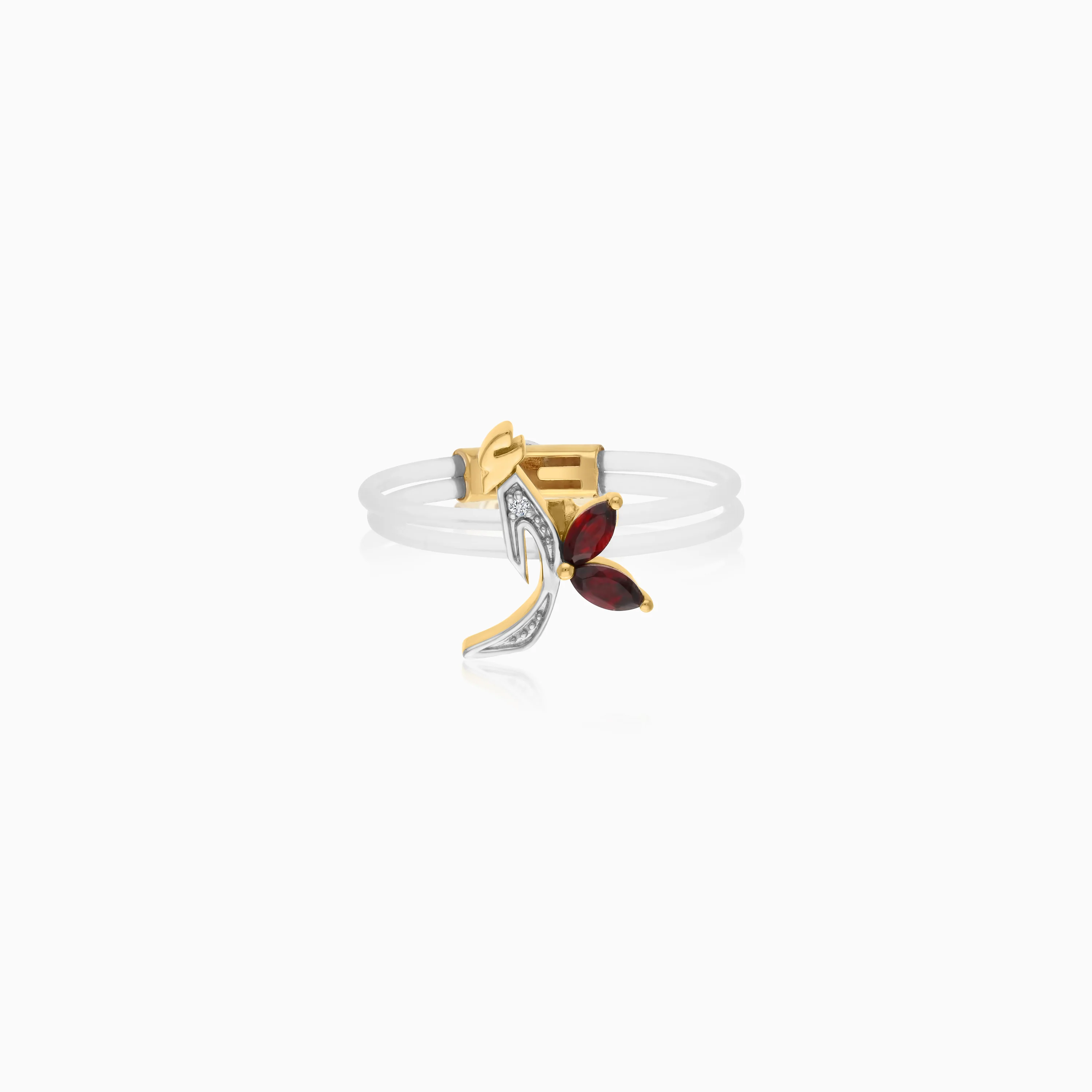 Floating Ring - Alif letter with Natural Diamonds and gemstones - Image 2